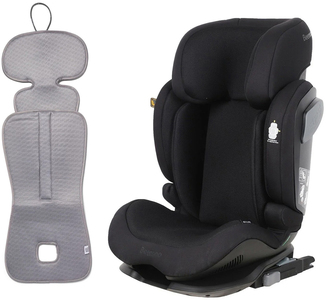 Beemoo Recline i-Size Kindersitz inkl. Ventilierendem Sitzpolster, Black Mesh/Grey