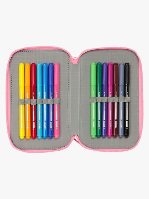 Hello Kitty Gefülltes Dreifach-Federmäppchen 37 Teile, Rosa