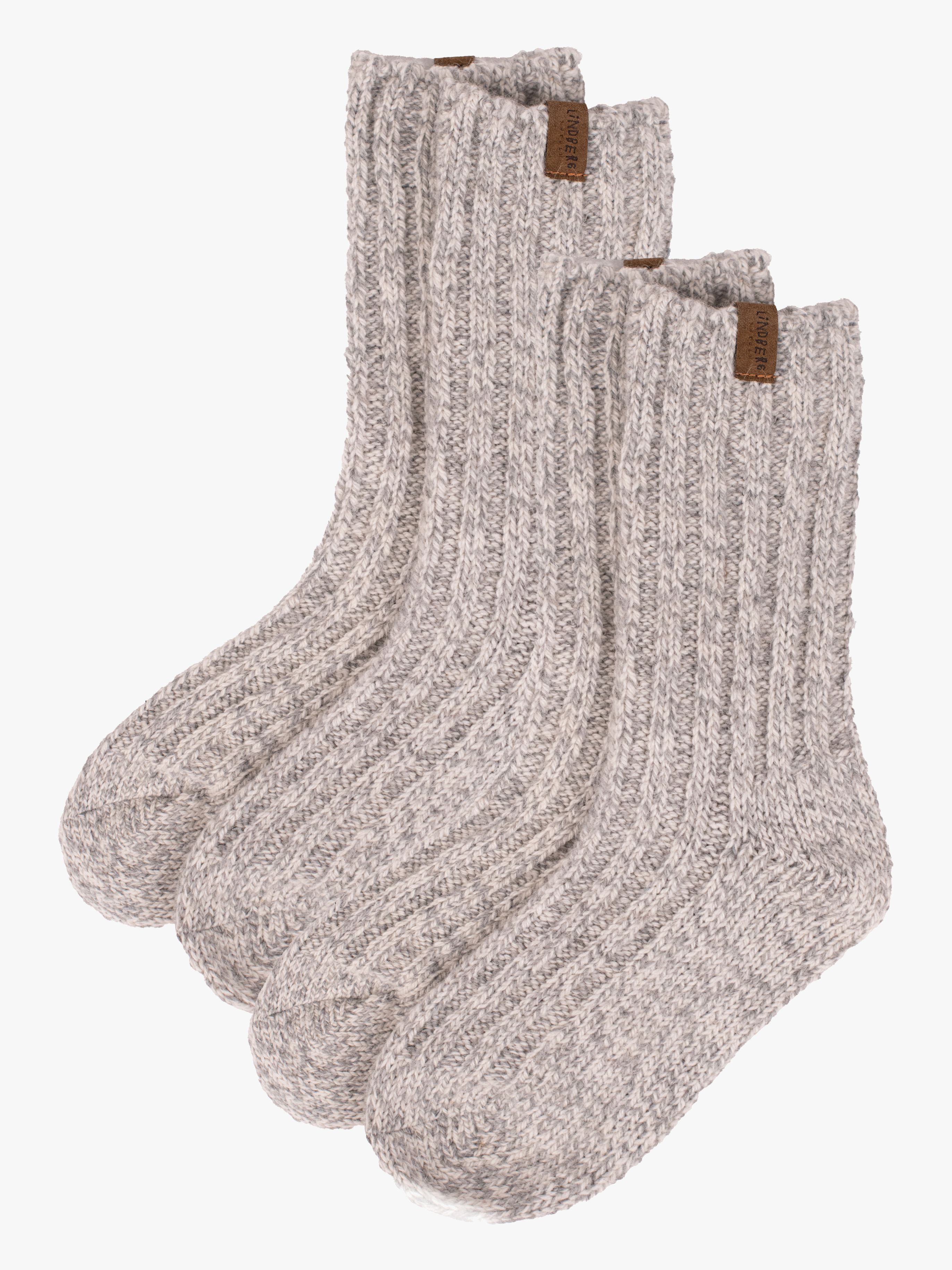 Lindberg Ragge Socken 2er-Pack Wollmischung, Grey Melange, 28-30
