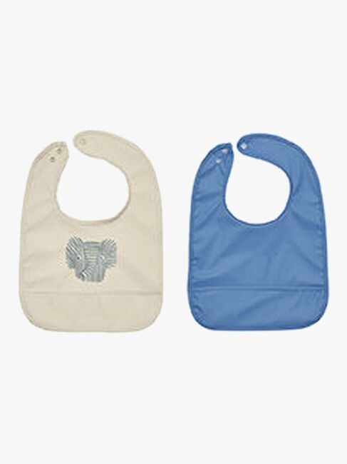 OYOY Erik Elefant Lätzchen 2er-Pack, Beige/Blue