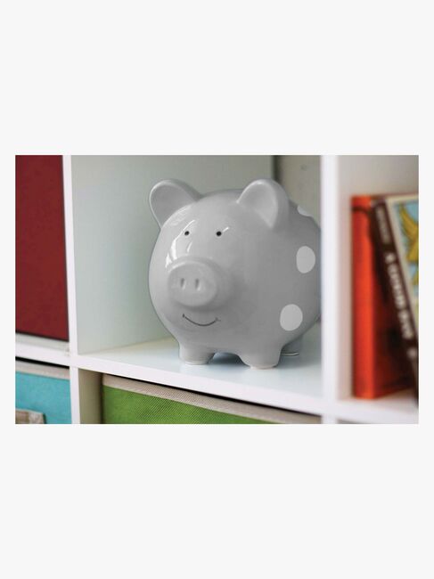 Pearhead Sparschwein Medium, Polka Dot Gray