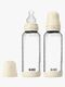 BIBS Medium Flow Glas Fläschchen Silikon 2er-Pack 240 ml, Ivory