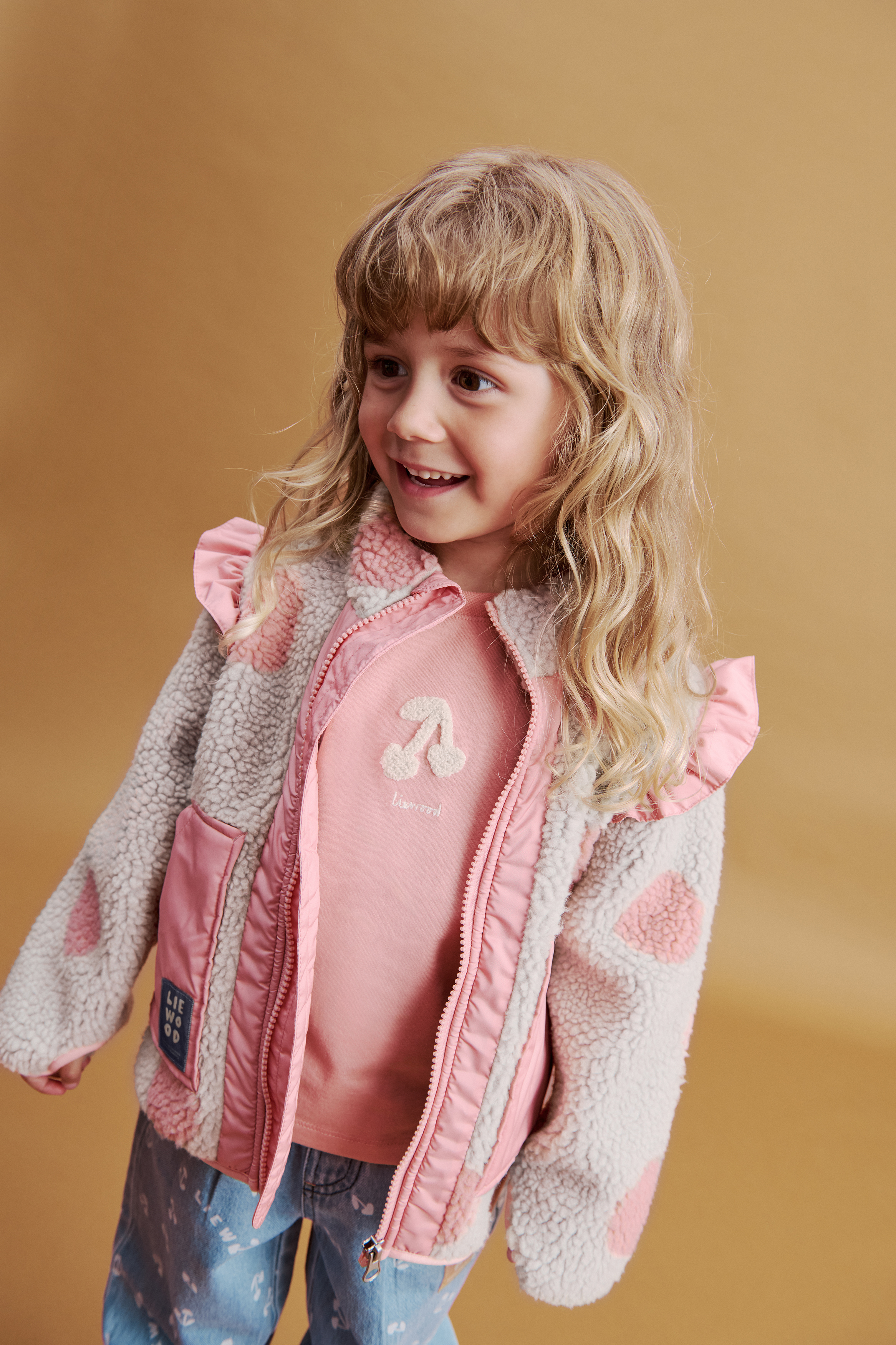 LIEWOOD Noam Fleecejacke, Spot Dot Sandy/Rose Blush Mix, 104