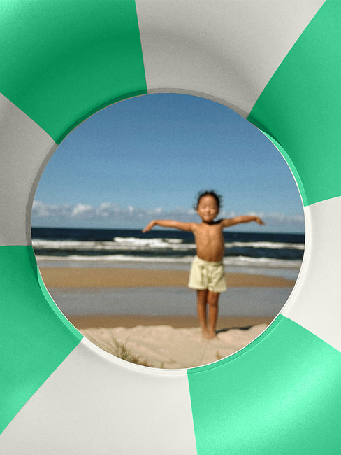 SUNNYLiFE Mini Schwimmring, Pool Party Green Stripe