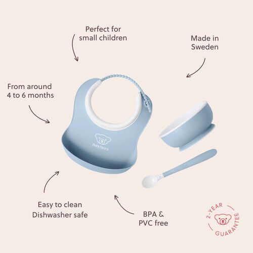 BabyBjörn Geschirr-Set 3-teilig, Blassblau
