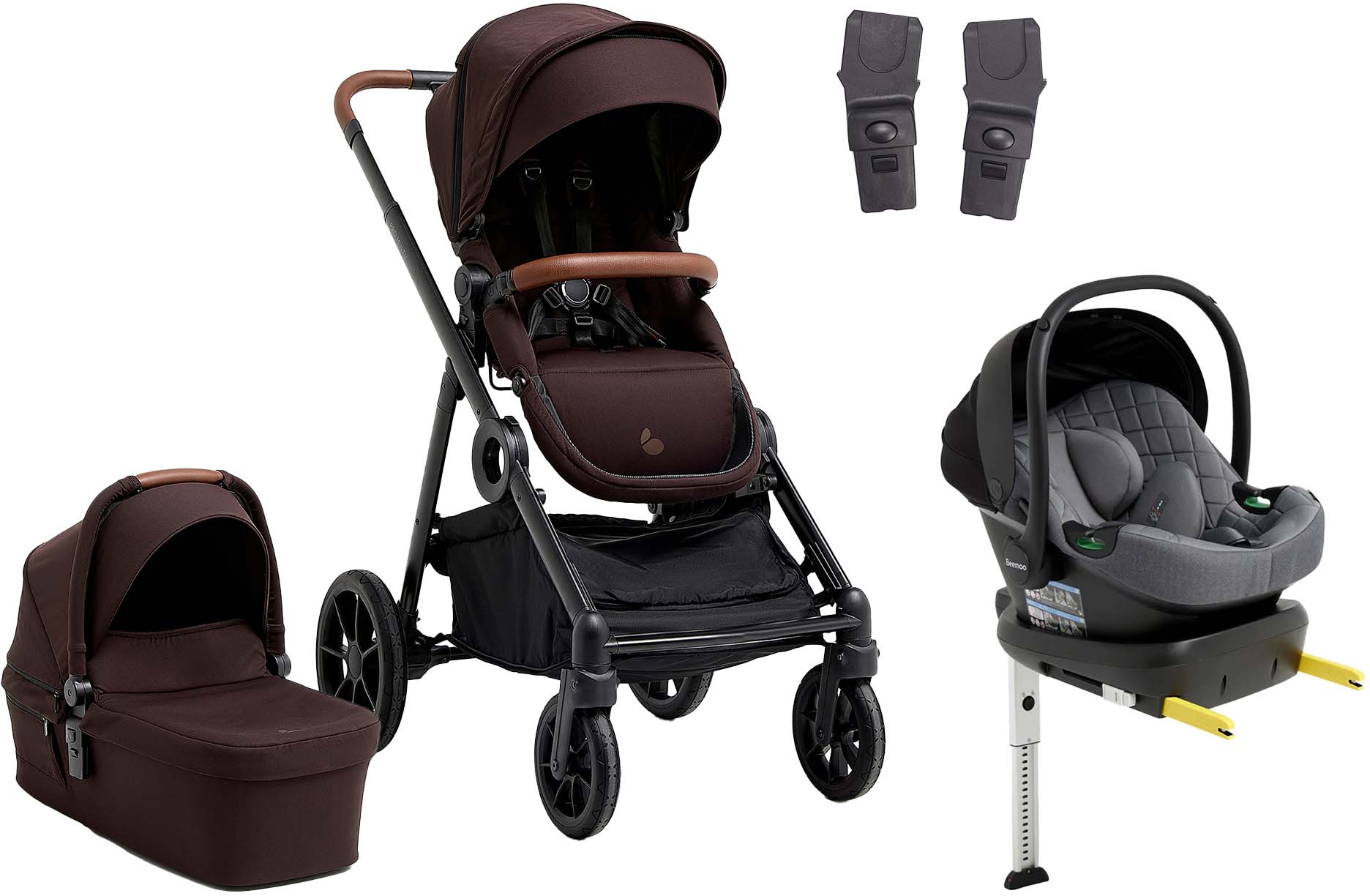 Beemoo Pro Multi 2 Kombiwagen inkl. Route i-Size Babyschale &  Basis, Espresso Brown/Mineral Grey