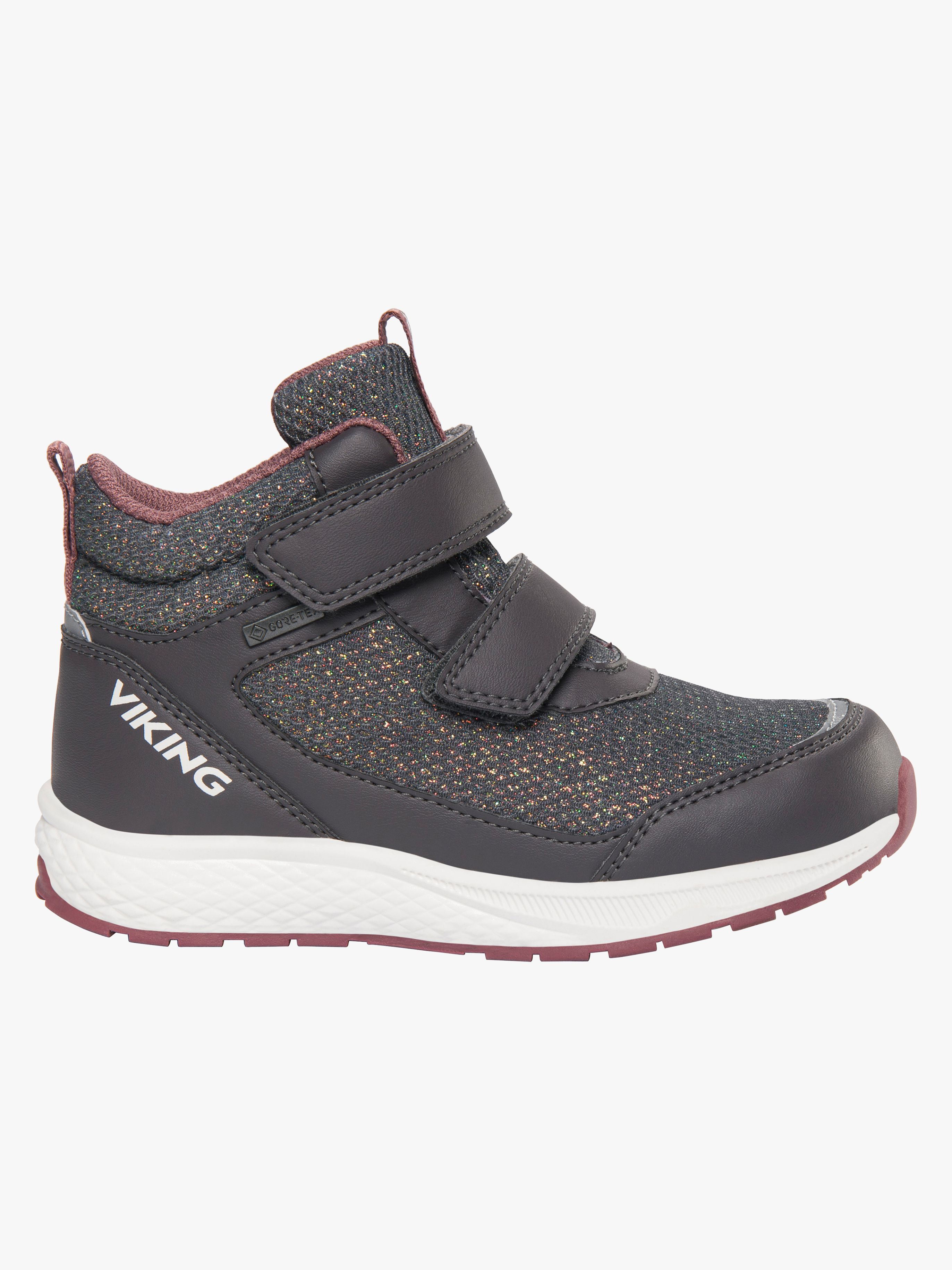 Viking Bouncy Glitzer Mid 2V GTX Kinder Sneaker, Charcoal, 25, Kinderschuhe