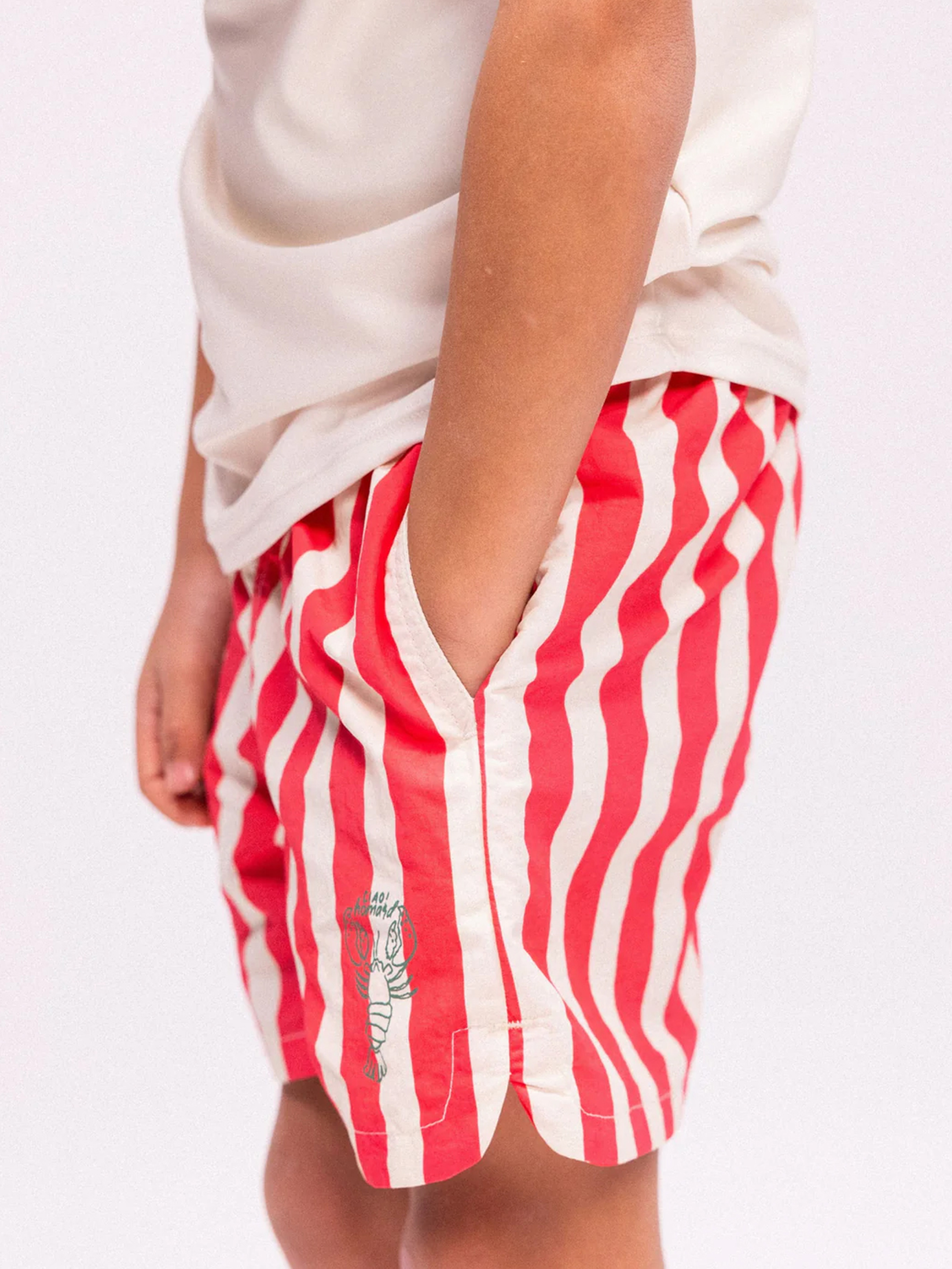 Swim Essentials Badehose, Lobster Stripe Beige/Red, 122-128