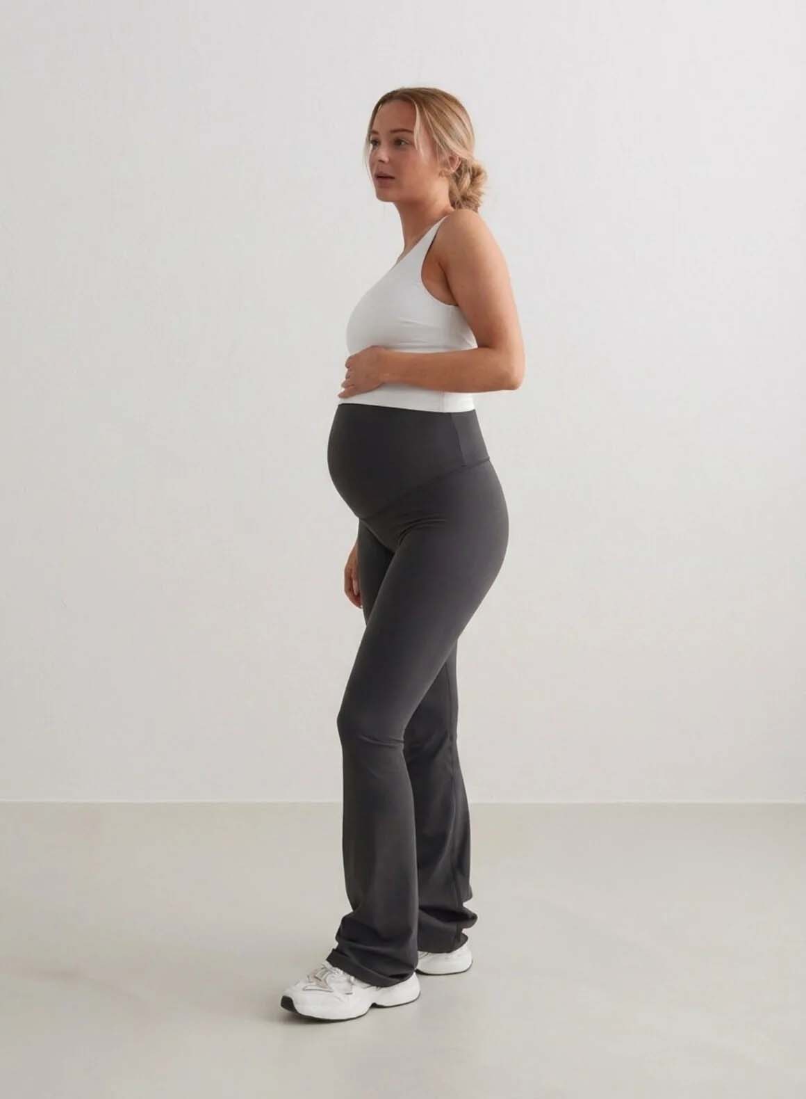 Aim'n Sense Umstandsleggings Flare, Shadow Grey, M, Umstandsmode, Schwangerschaftskleidung