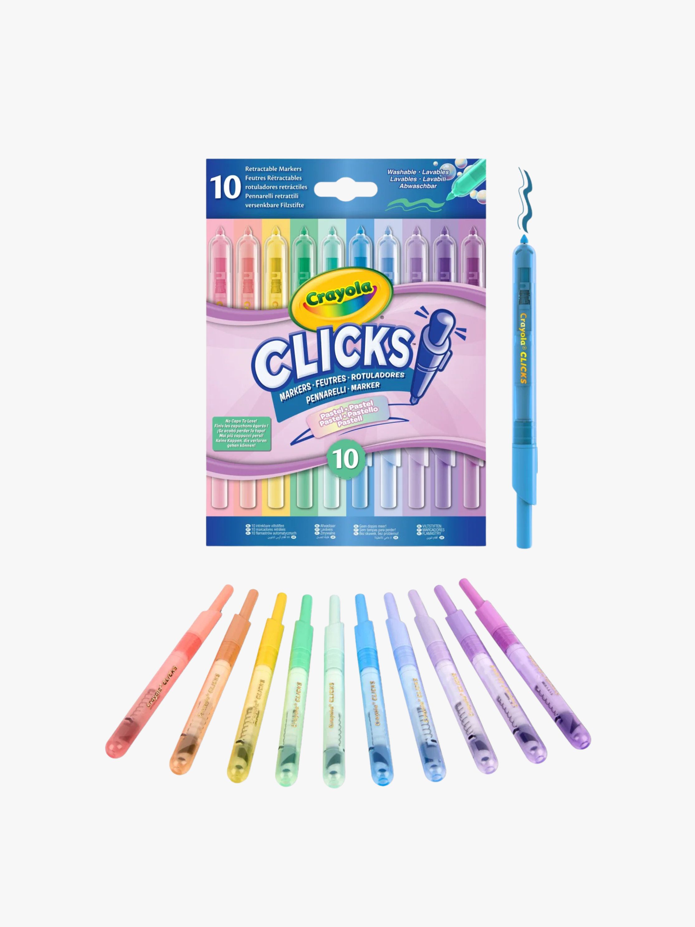 Crayola Clicks Einziehbare Filzstifte 10er-Pack, Pastell