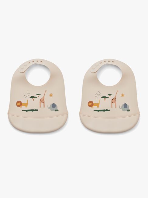 LIEWOOD Tilda Lätzchen mit Print Silikon 2er-Pack, Safari/Sandy