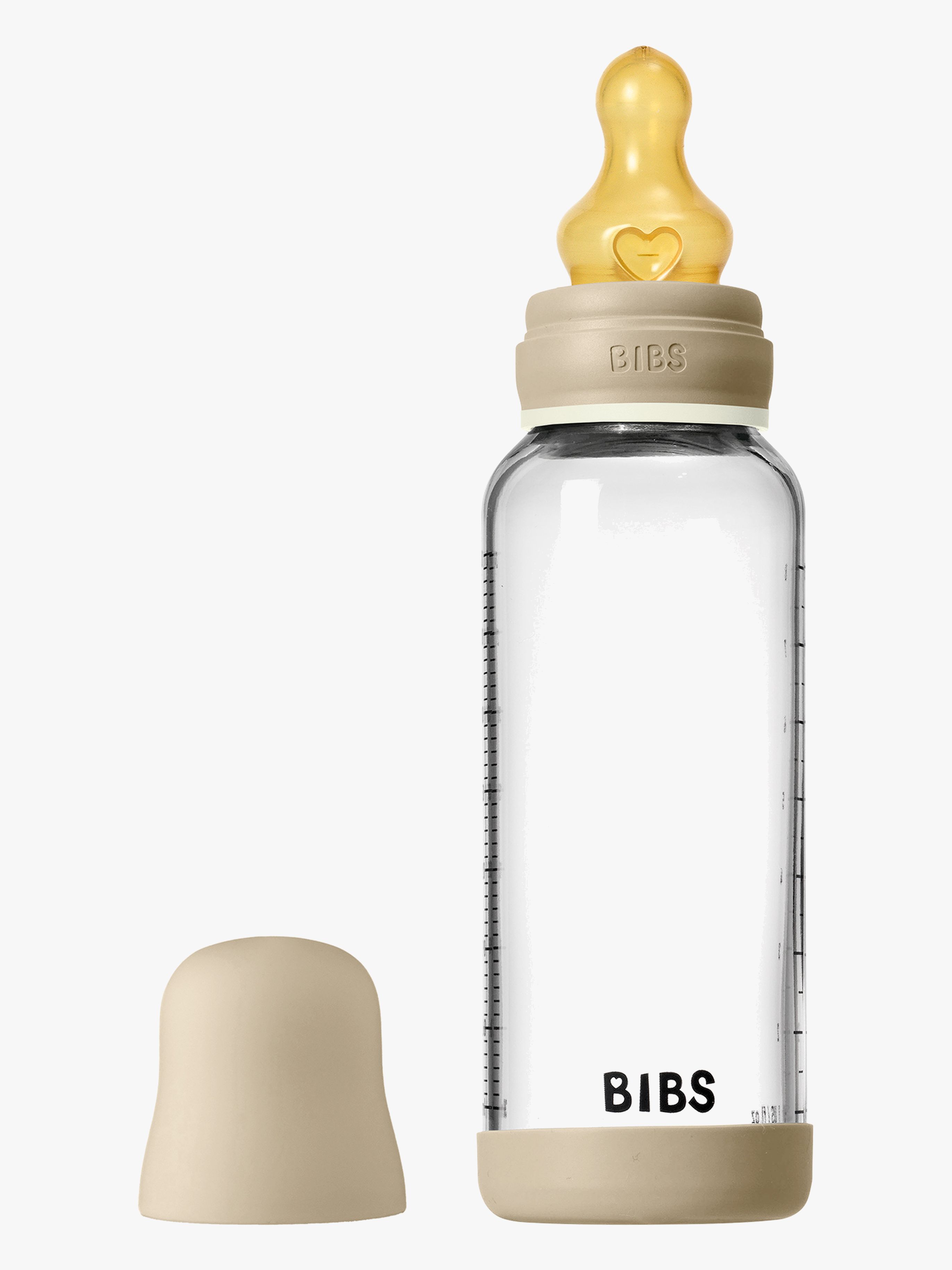 BIBS Medium Flow  Glas Fläschchen Latex 240 ml Rund, Vanilla GLOW