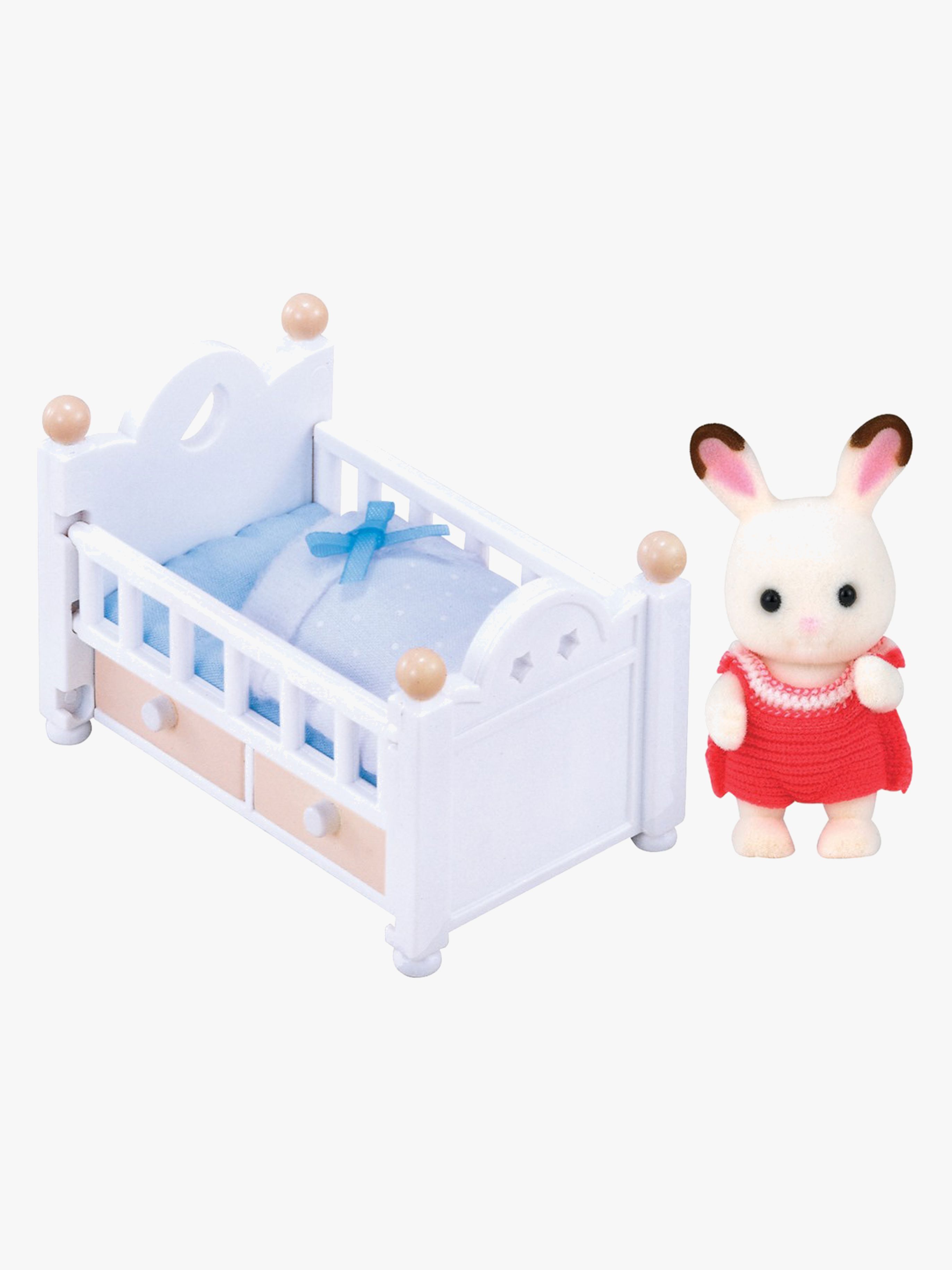 Figurenset Schokoladen-Kaninchen-Baby mit Bett