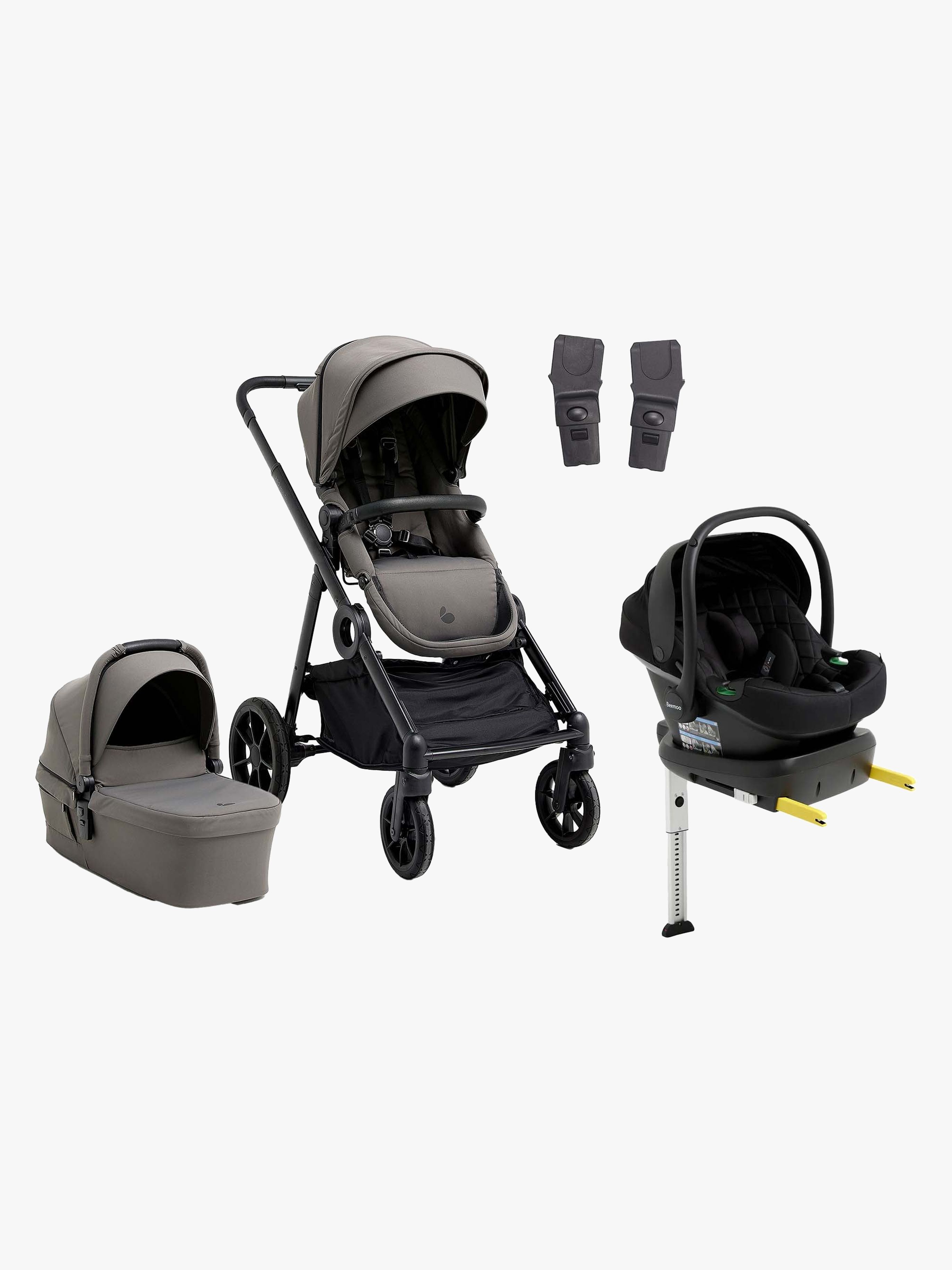 Beemoo Pro Multi 2 Kombiwagen inkl. Route i-Size Babyschale &  Basis, Mocha Grey/Black Stone