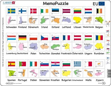 Larsen Namen, Flaggen und Hauptstädte Memopuzzle 54 Teile