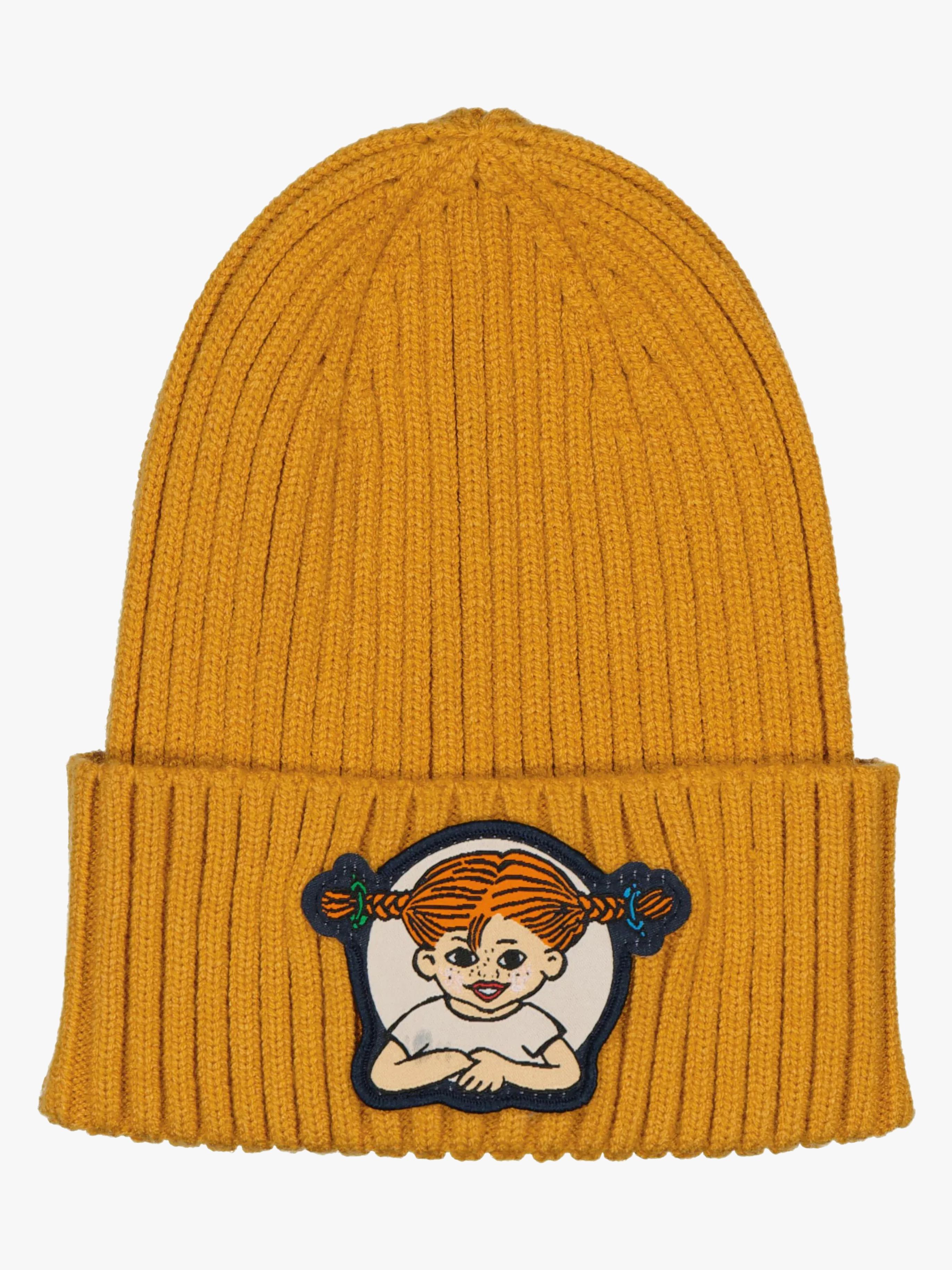 Geggamoja Pippi Langstrumpf Strickmütze, Gelb, 48-50