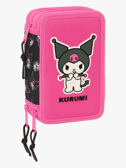 Hello Kitty Kuromi Dreifach-Federmäppchen, Rosa-schwarz