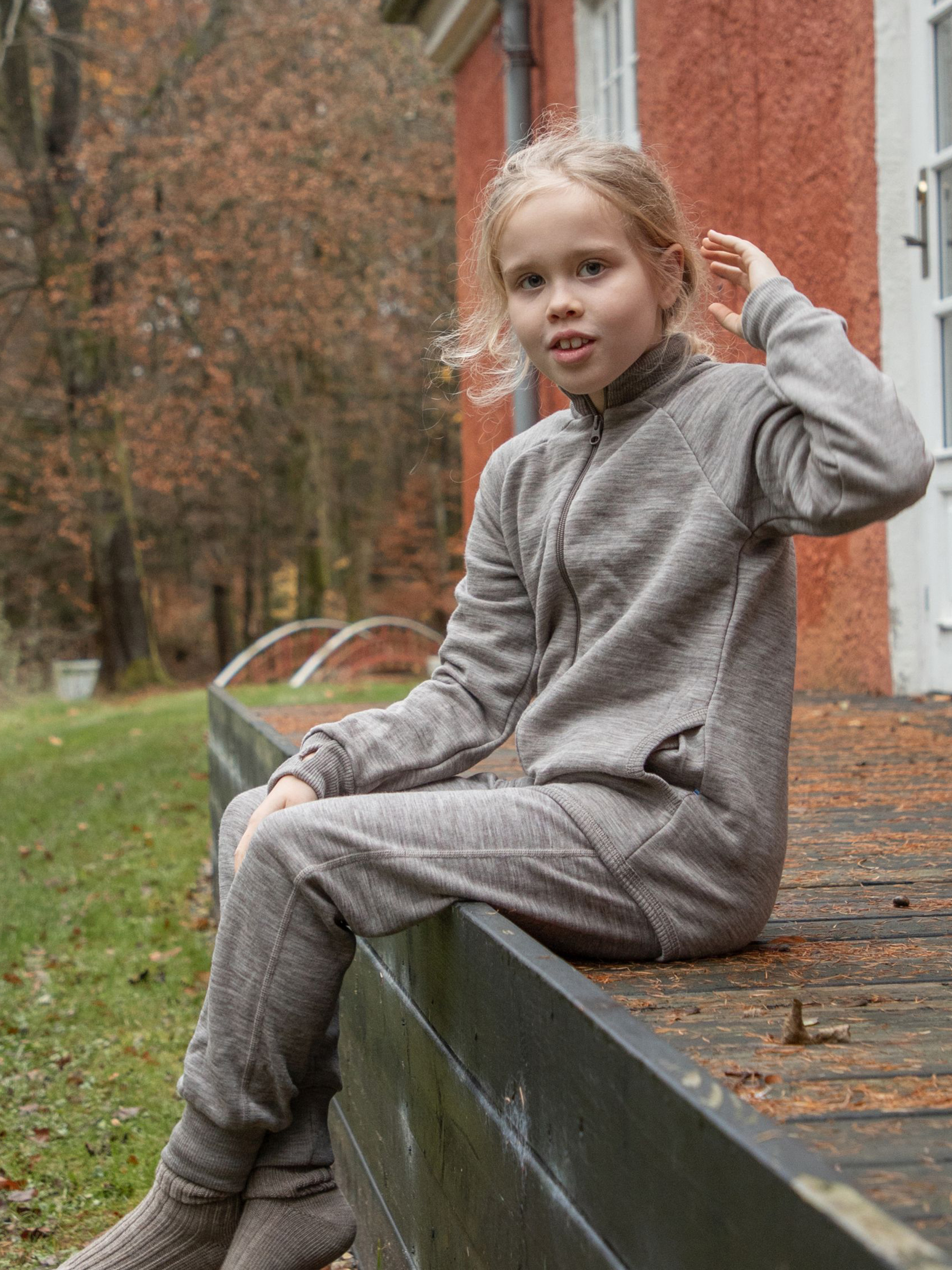 Joha Pullover Zip Merinowolle, Sesame Mel, 120