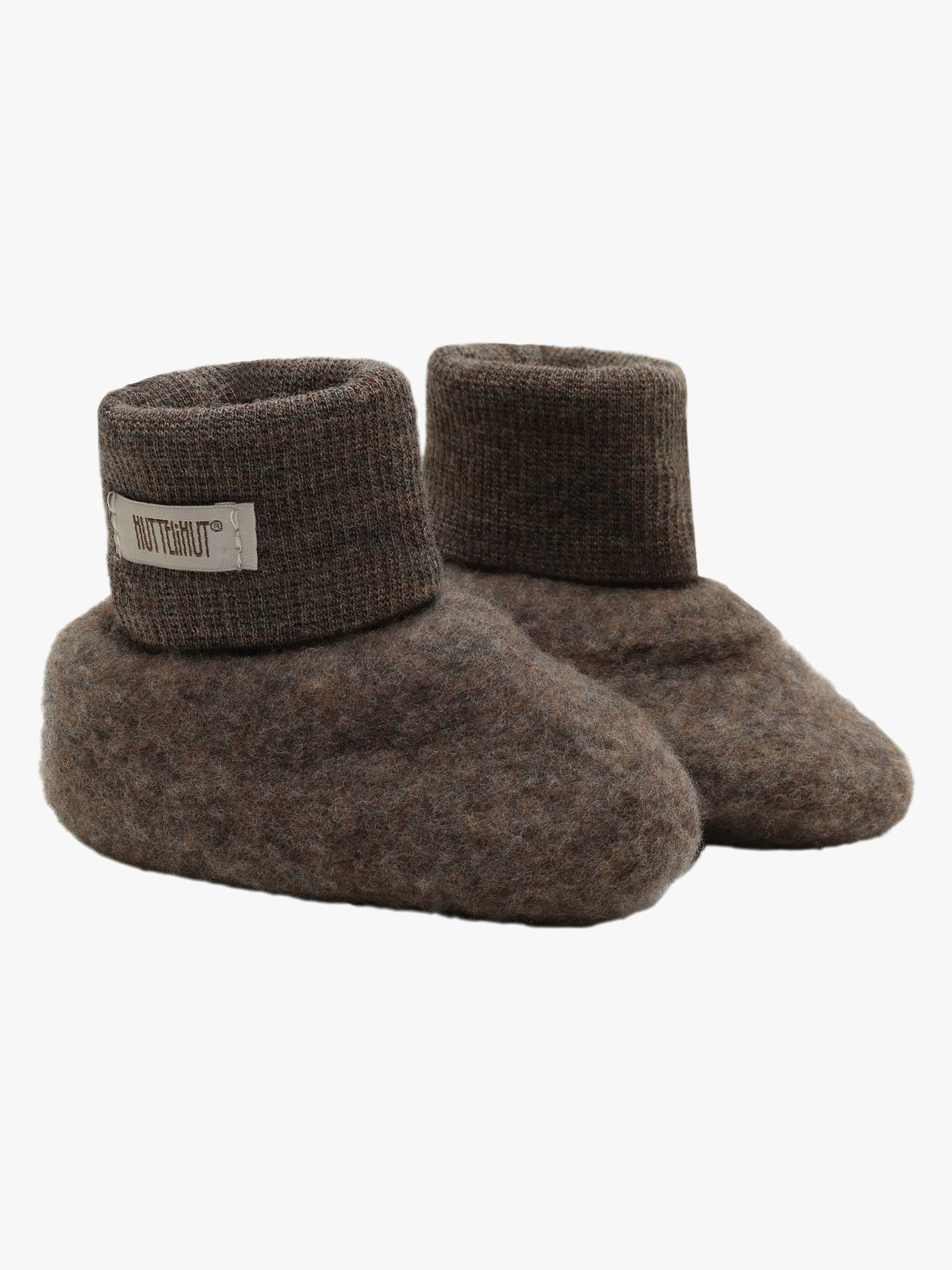 Wolle Babyschuhe, Braun, 74-80