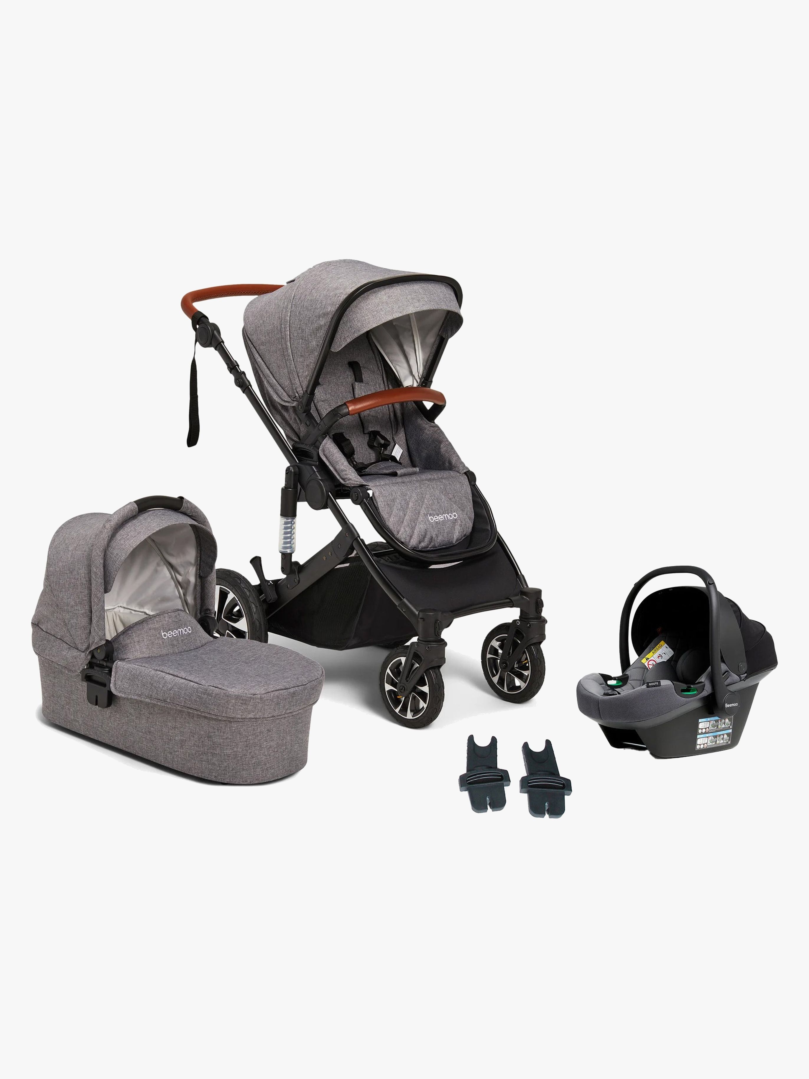 Beemoo Maxi 4 Kombiwagen inkl. Beemoo Route i-Size Babyschale, Grey Black/Mineral Grey