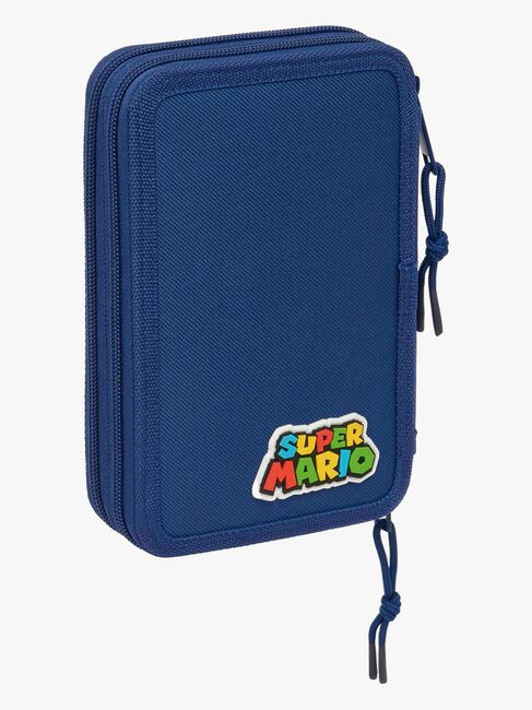 Super Mario Gefülltes Dreifach-Federmäppchen 37 Teile, Navy