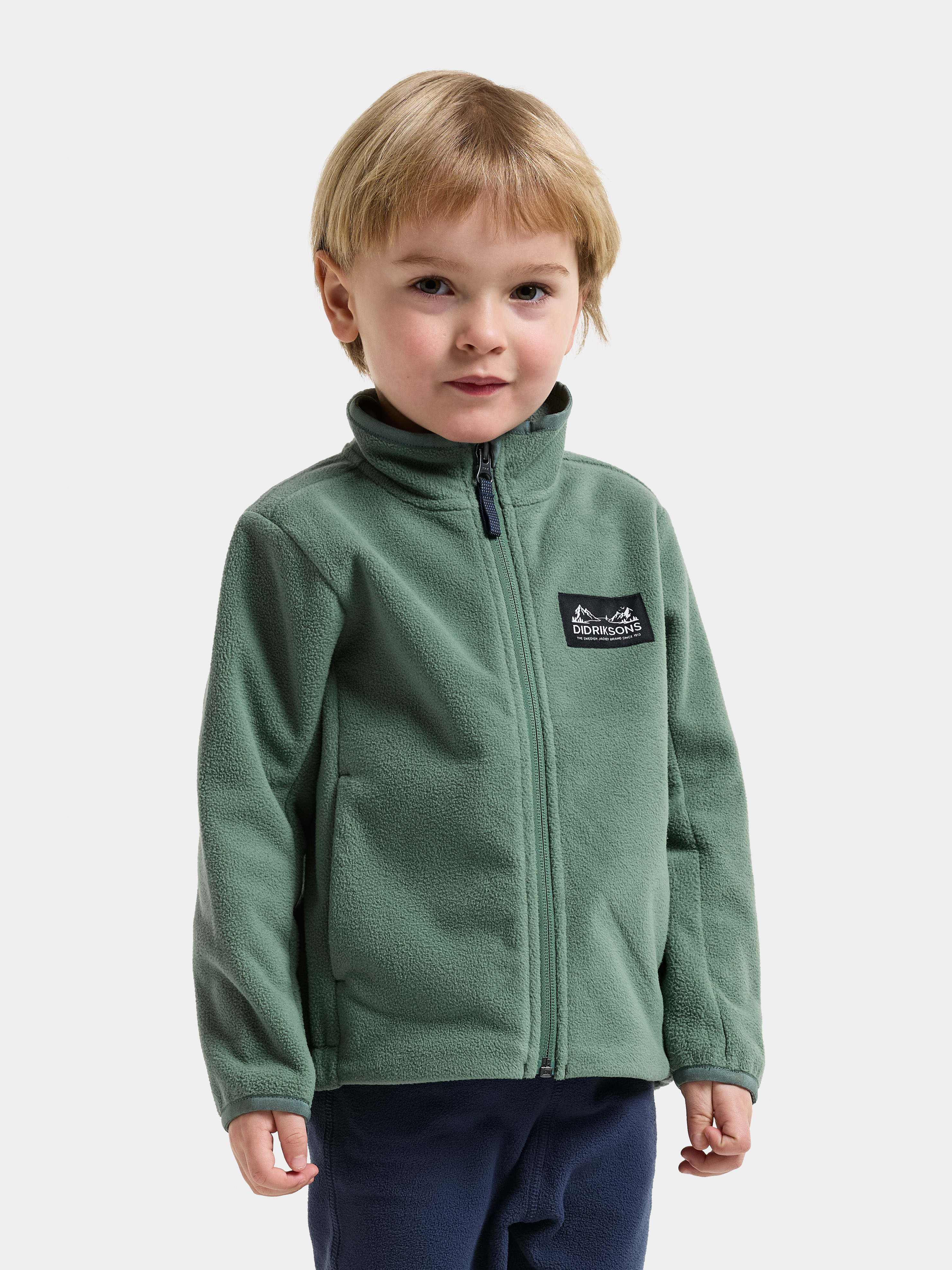 Didriksons Muskot Winddichte Windfleecejacke, Dark Moss, 80
