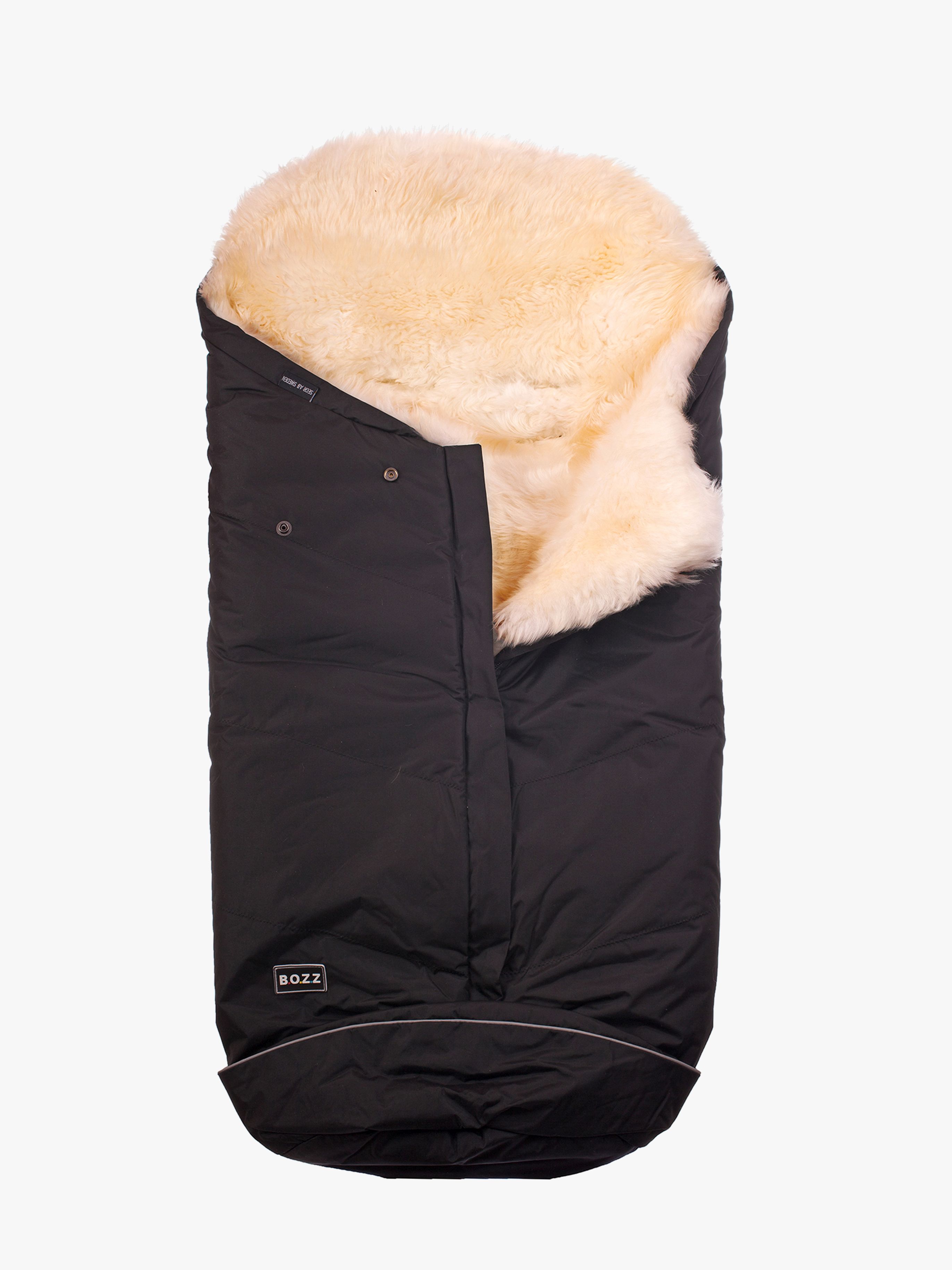 Bozz Lammfell-Fußsack Langhaarig, Black/White
