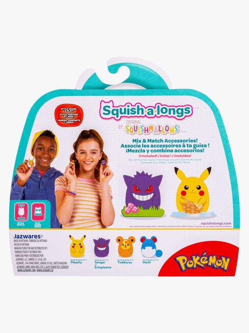 Squishmallows Squishalongs Pokémon Figurenset Pikachu, Gengar, Teddiursa & Marill 4er-Pack
