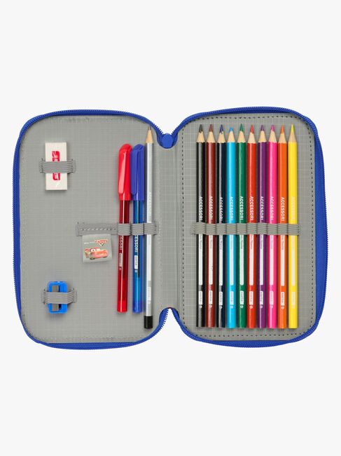 Disney Cars  Gefüllt Doppel-Federmäppchen 29 Teile, Blau