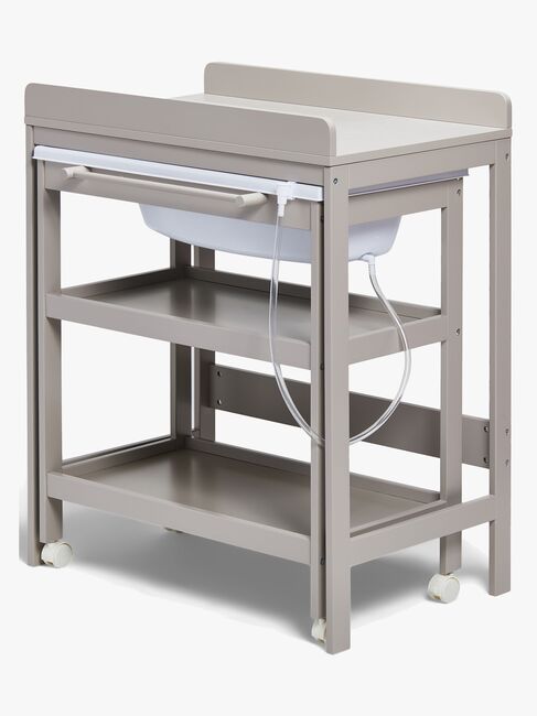 JLY Dream Wickeltisch mit ausziehbarer Badewanne, Warm Grey
