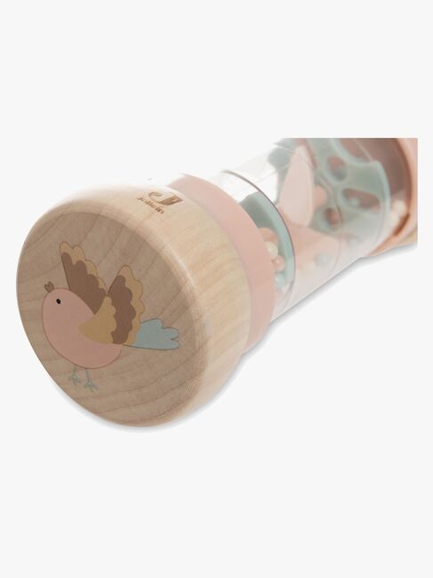 Jollein Rain Rattle Lovely Birds Rassel Aus Holz, Rosa