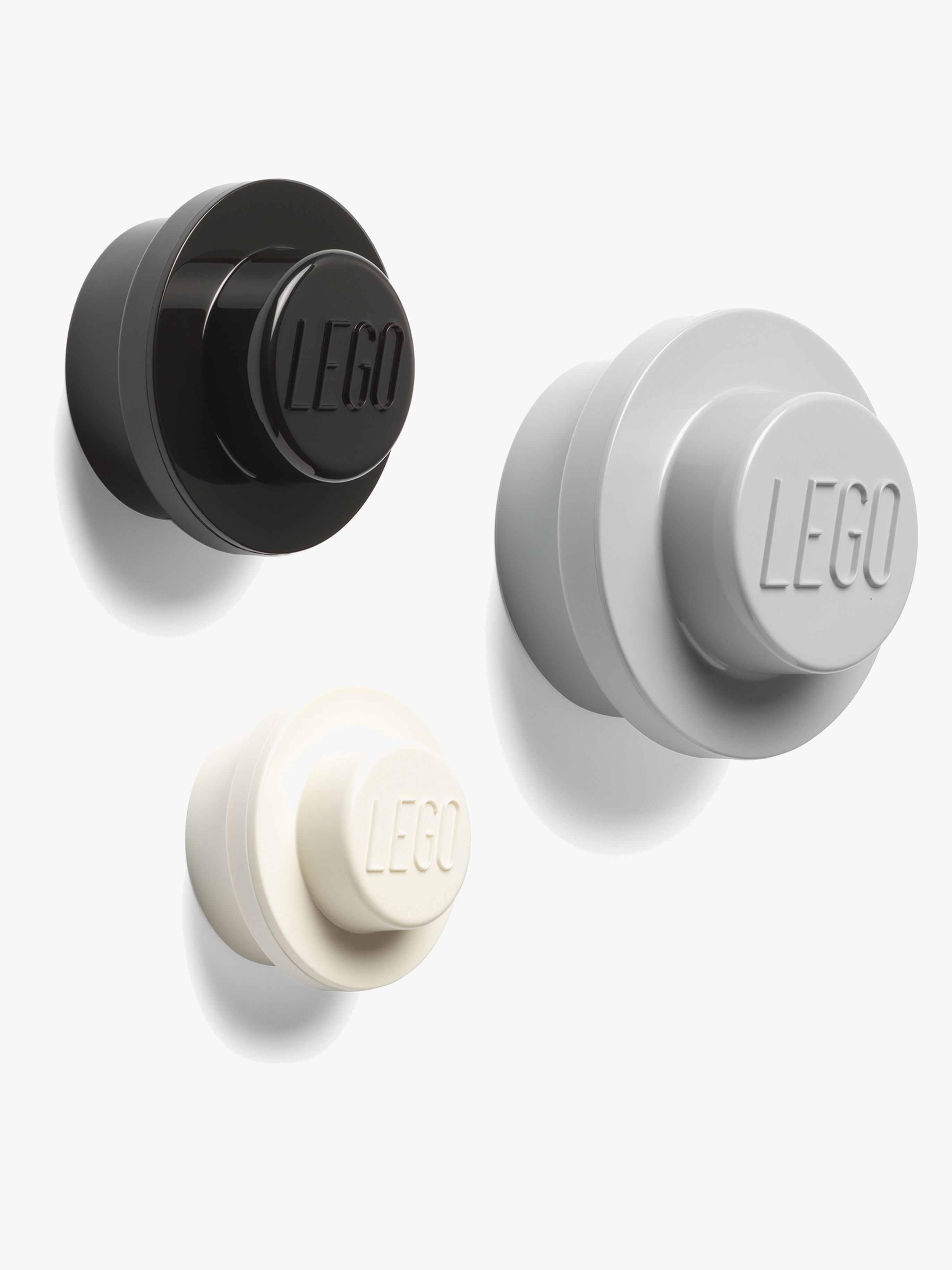 LEGO Wandhaken 3er-Pack, Grau/Schwarz/Weiß