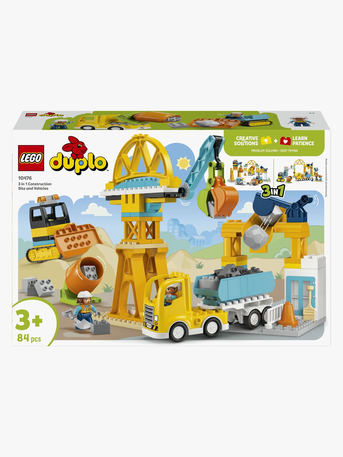 LEGO DUPLO Town 10476 Baustelle mit Baufahrzeugen – 3-in-1-Set