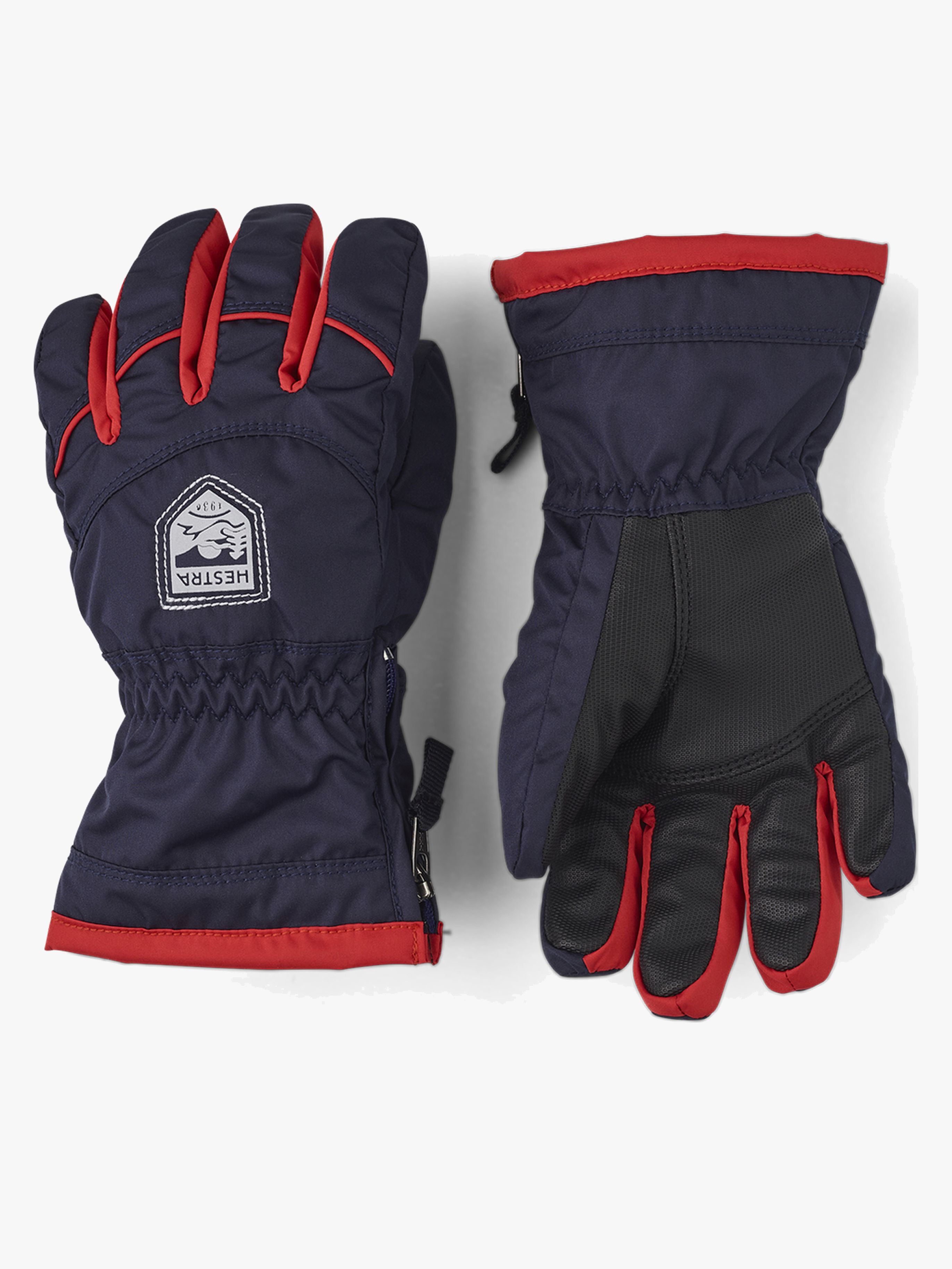 Sarri Zip JR Handschuhe, Dunkles Marineblau / Hellrot, 4