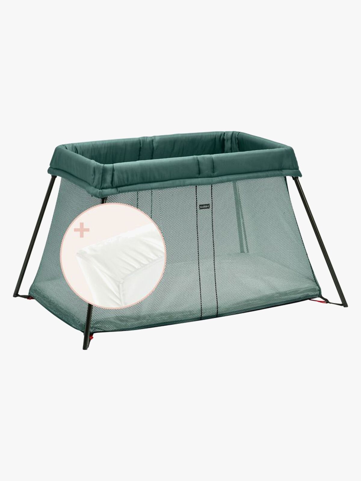 BabyBjörn Light Reisebett mit Spannbetttuch, Dunkelgrün