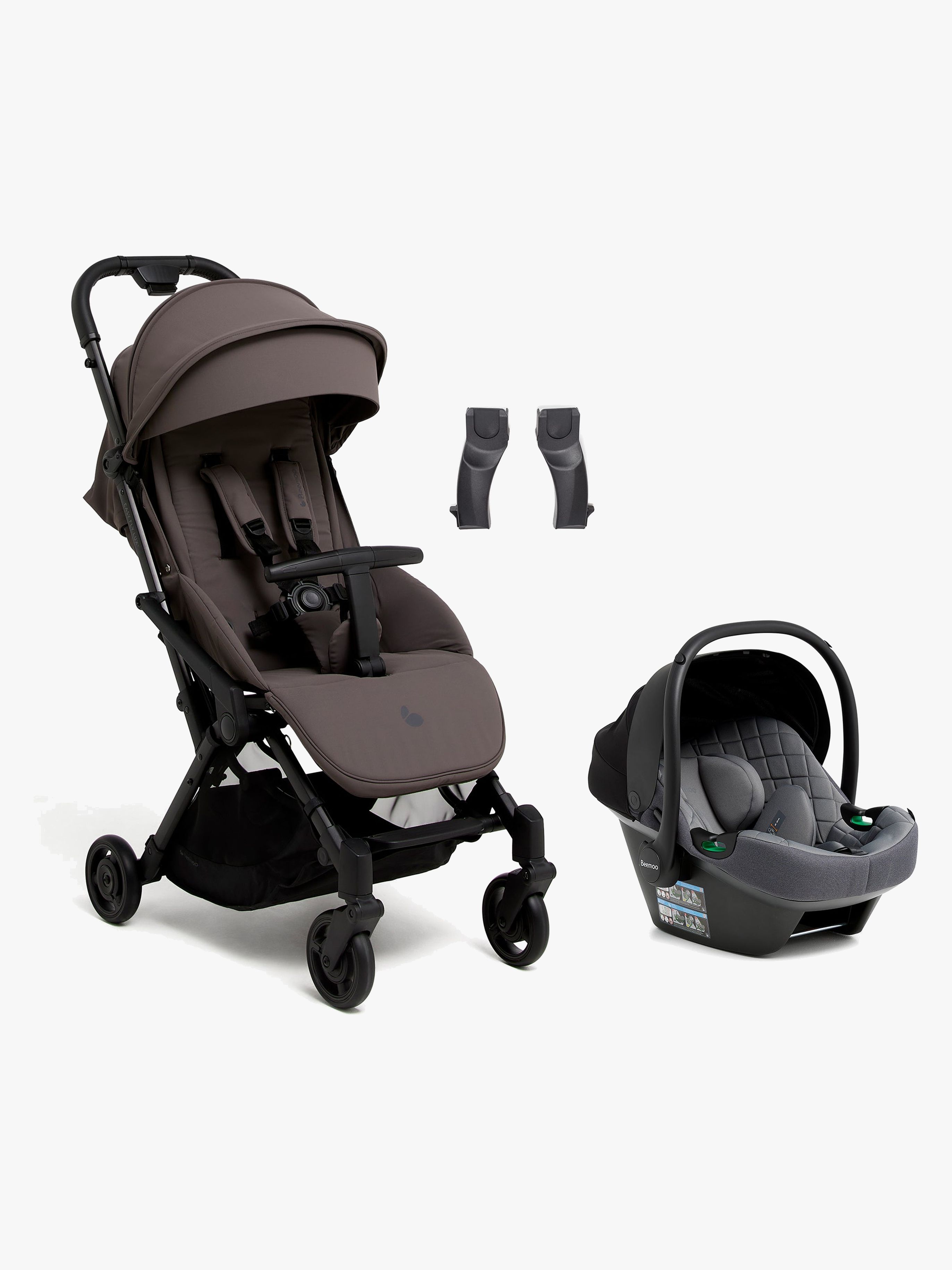 Beemoo Easy Fly Lux 4 Buggy inkl. Route i-Size Babyschale, Gull Grey/Mineral Grey