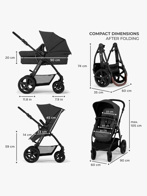 Kinderkraft MOOV CT 3-in-1 Mink Pro Kombikinderwagen, Black
