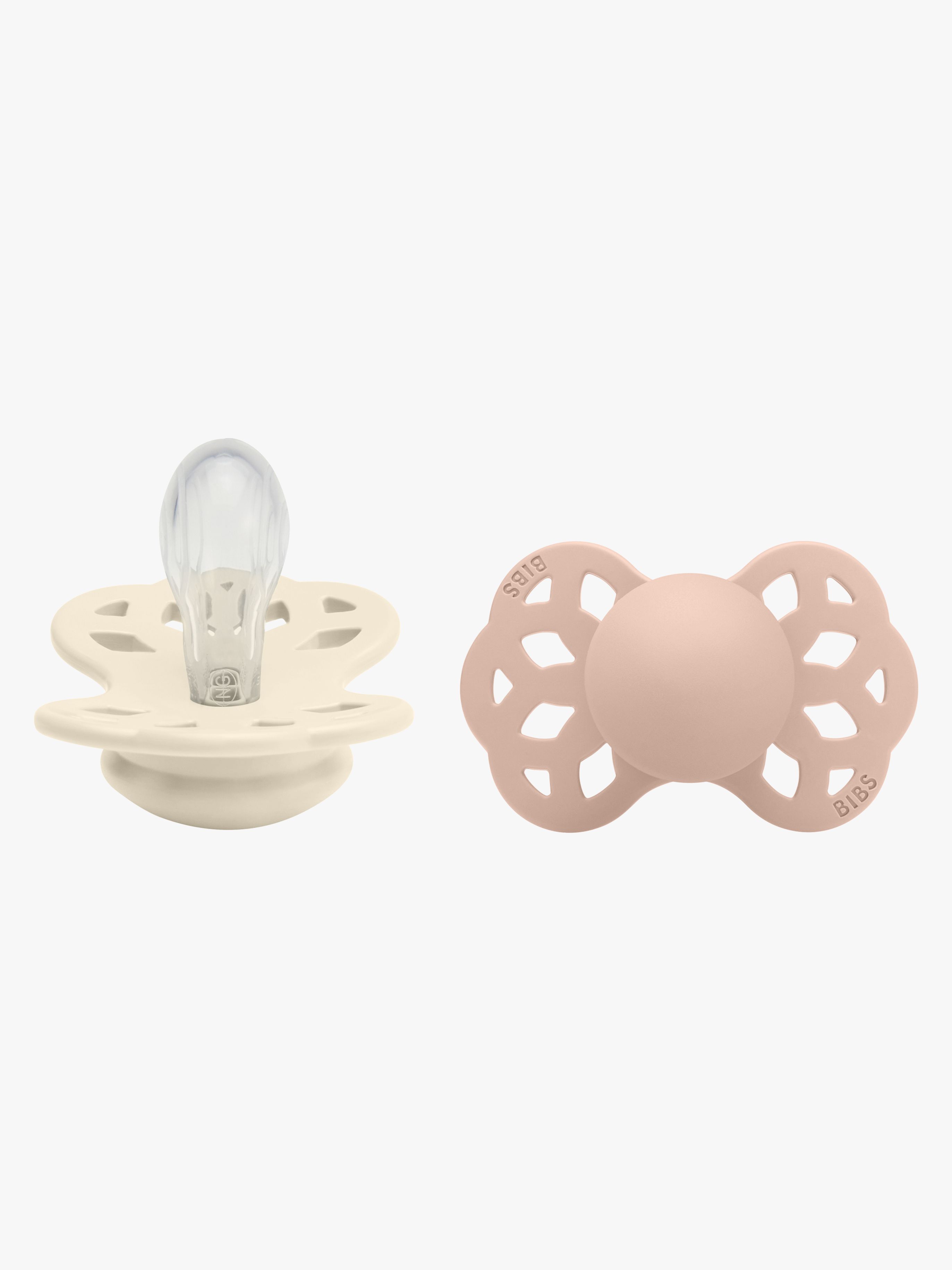 BIBS Infinity Schnuller 2er-Pack Silikon Größe 1 Symmetrisch, Ivory/Blush