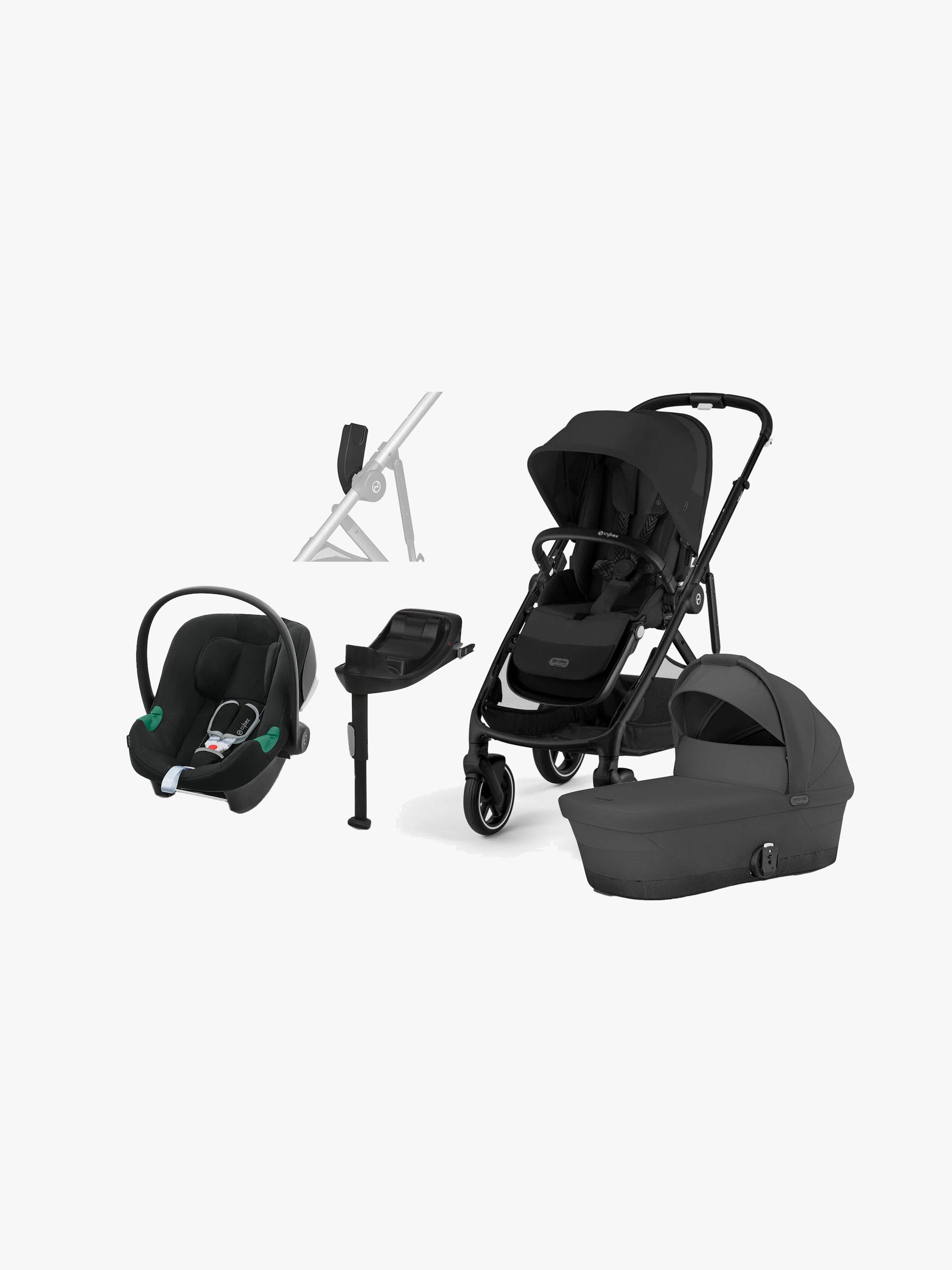 GAZELLE S Kombikinderwagen inkl. Cybex Aton B2 Babyschale & Basis, Moon Black / Black