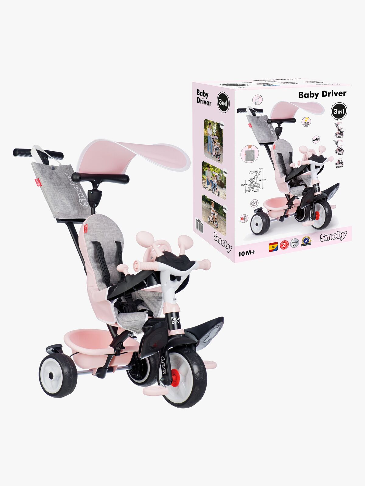 Smoby Baby Driver Dreirad Plus, Rosa