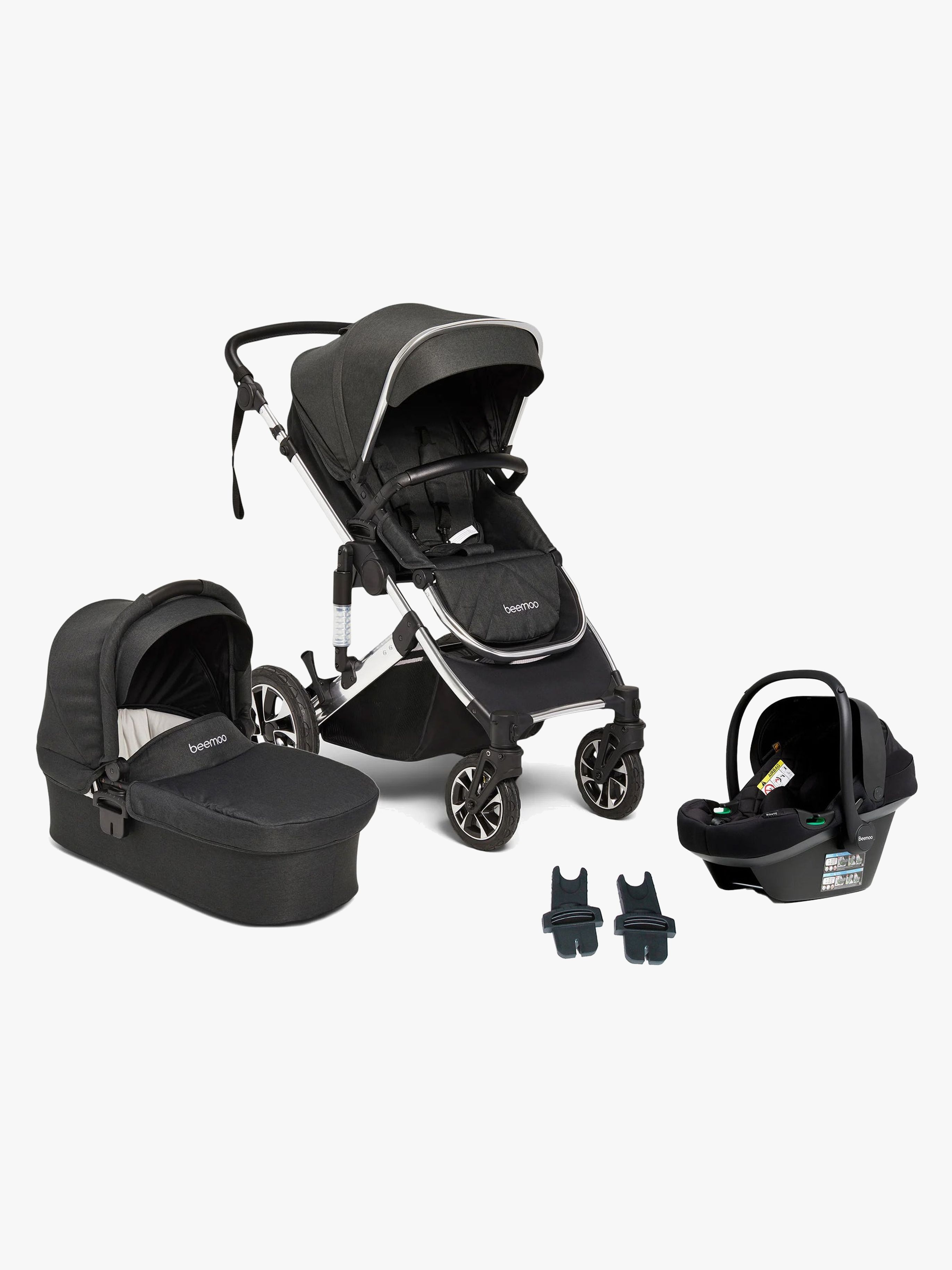 Beemoo Maxi 4 Kombiwagen inkl. Beemoo Route i-Size Babyschale, Black Silver/Black Stone