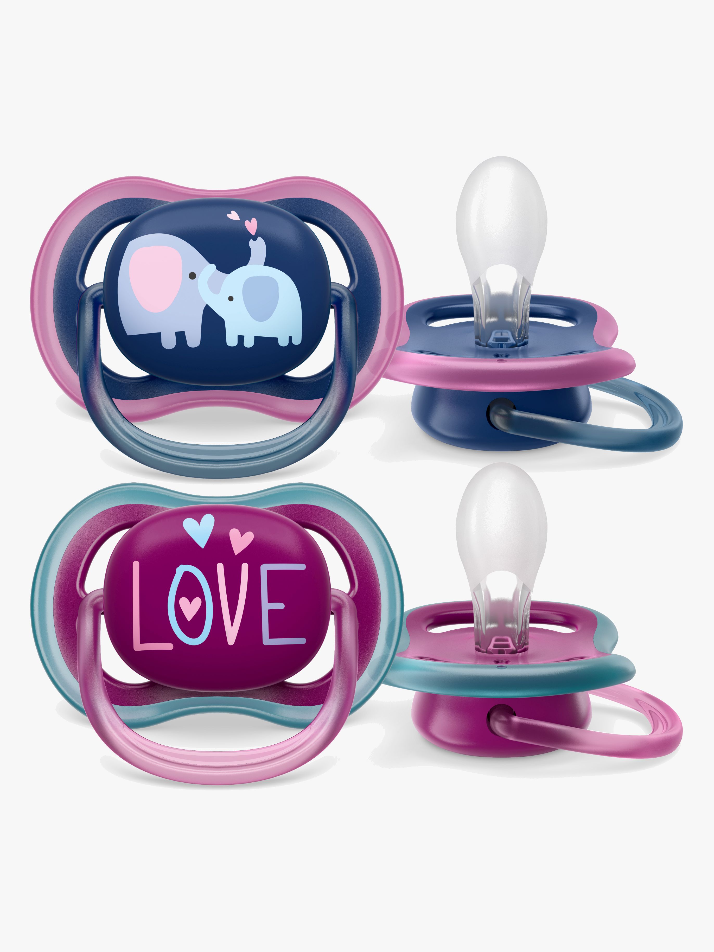 Philips Avent Ultra Air Deco Schnuller 2er-Pack 18+m, Lila/Pink