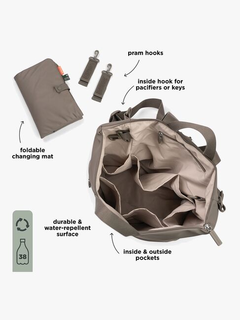 Done By Deer Wickeltasche Rucksack, Taupe
