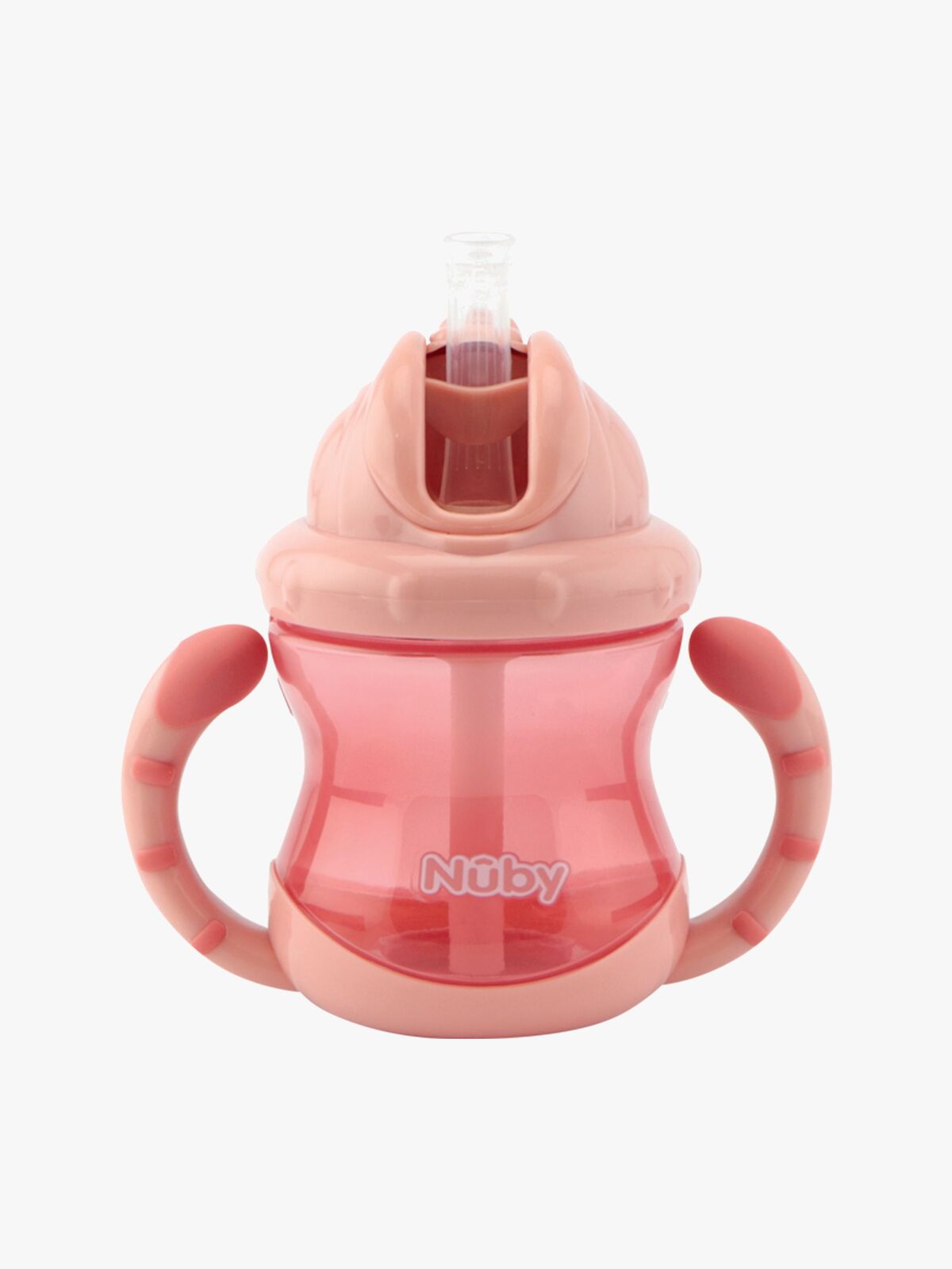 Nuby Twin Handle Flip It Becher 240 ml +12 m, Rosa
