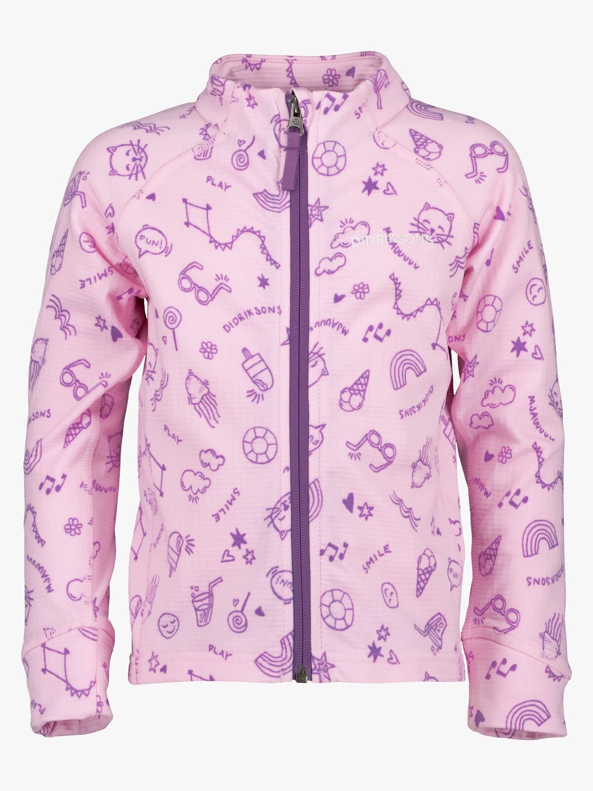 Didriksons Jadis Pullover mit Reißverschluss, Doodle Orchid Pink