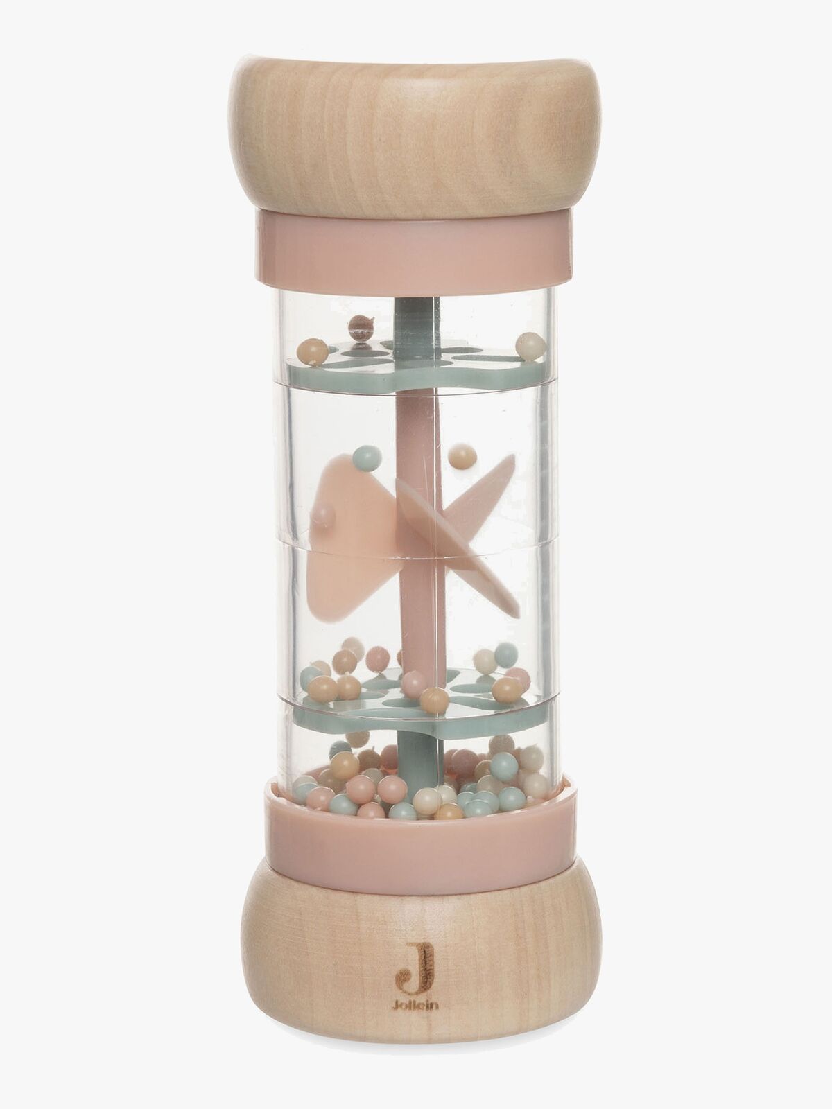 Jollein Rain Rattle Lovely Birds Rassel Aus Holz, Rosa