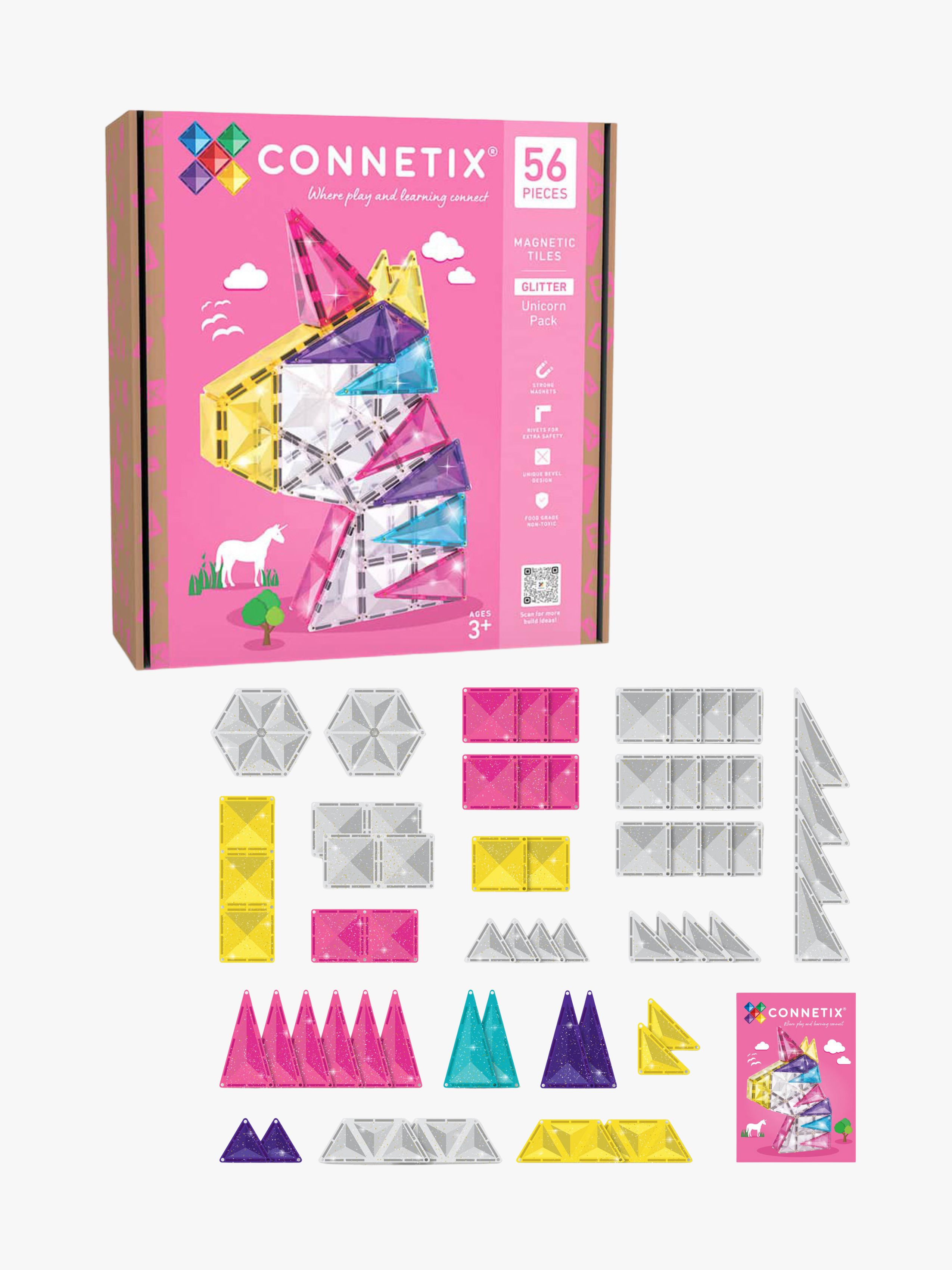 Magnetische Bauteile Glitzer Einhorn 56 Teile