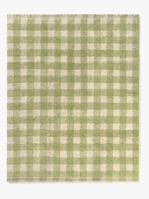Lorena Canals Waschbarer Vichy Teppich 150x180 cm, Matcha