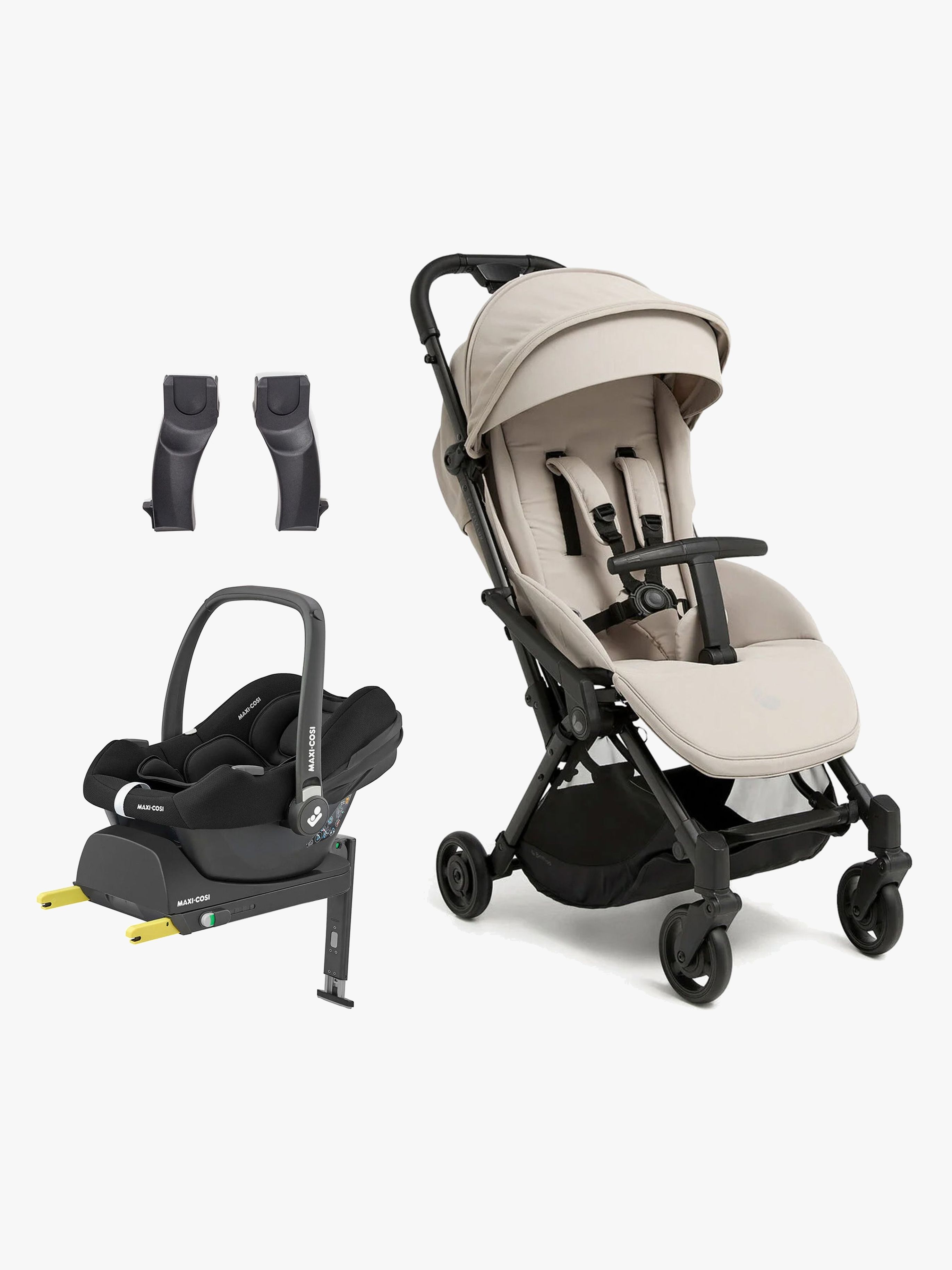 Beemoo Easy Fly Lux 4 Buggy inkl. Maxi-Cosi CabrioFix Babyschale &  Basis, Sand Beige