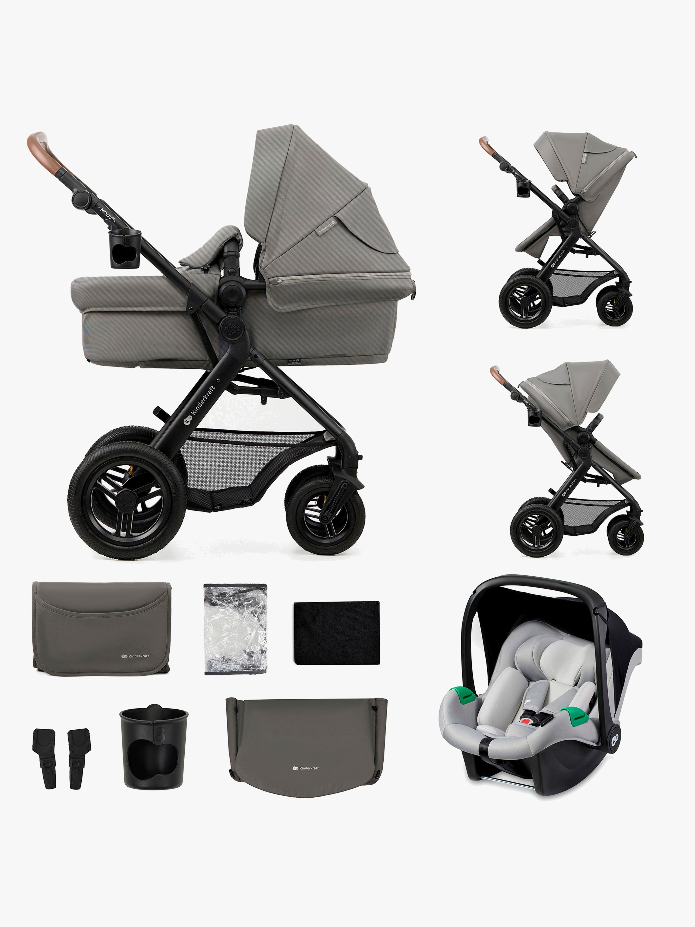 MOOV 2 Air 3-in-1 Kombikinderwagen, Light Grey, Kinderwagen, 2 in 1